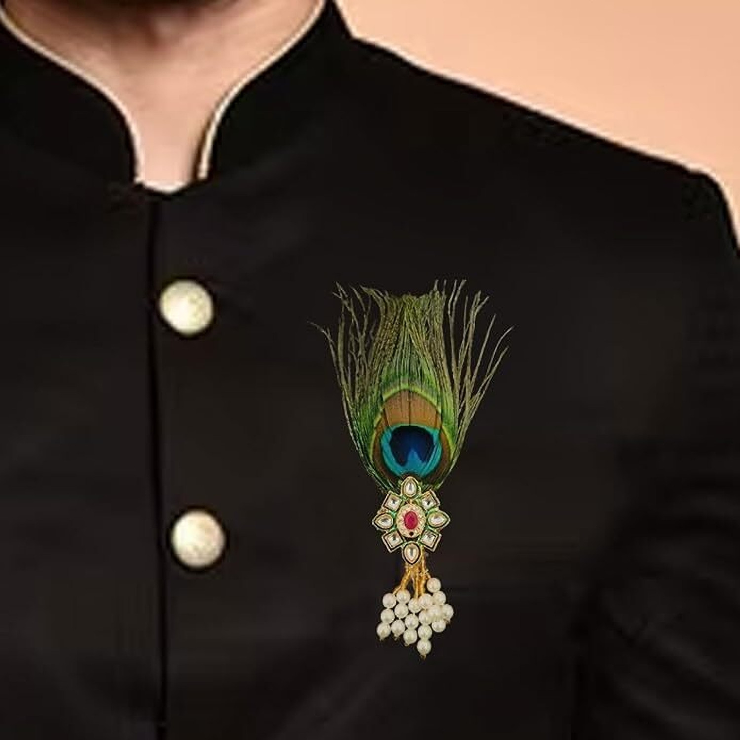 Image of GmeVibe Gift Jaipur Morepankh Peacock feather Brooch