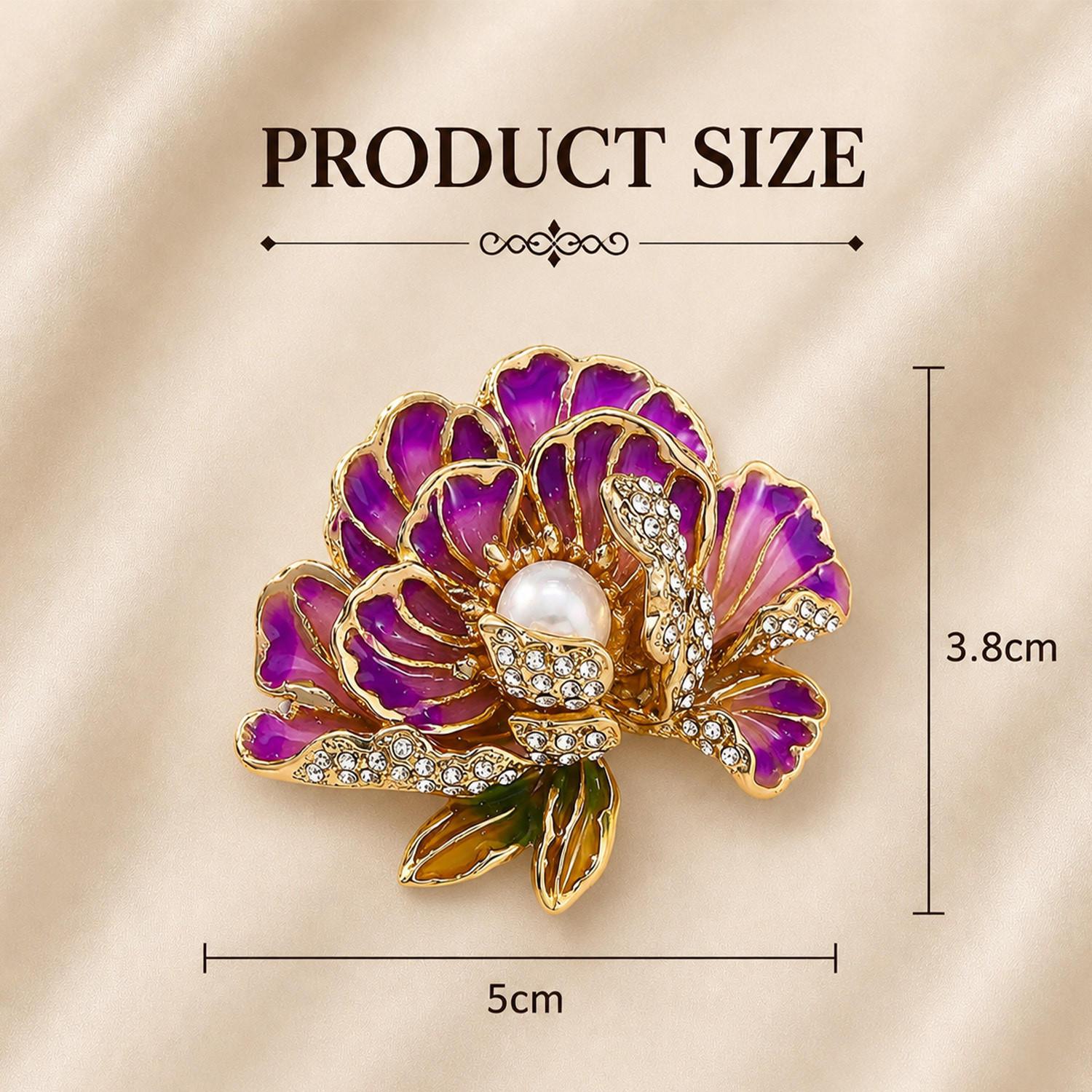 Image of SYGA Women Elegant Peony Flower Brooch - Alloy, with Pearl Accent Brooch