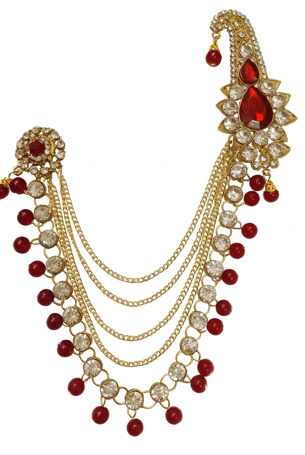 Image of KraftNKindM Link chain and maroon kalangi Brooch