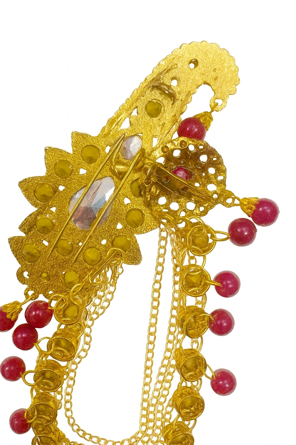 Image of KraftNKindM Link chain and maroon kalangi Brooch