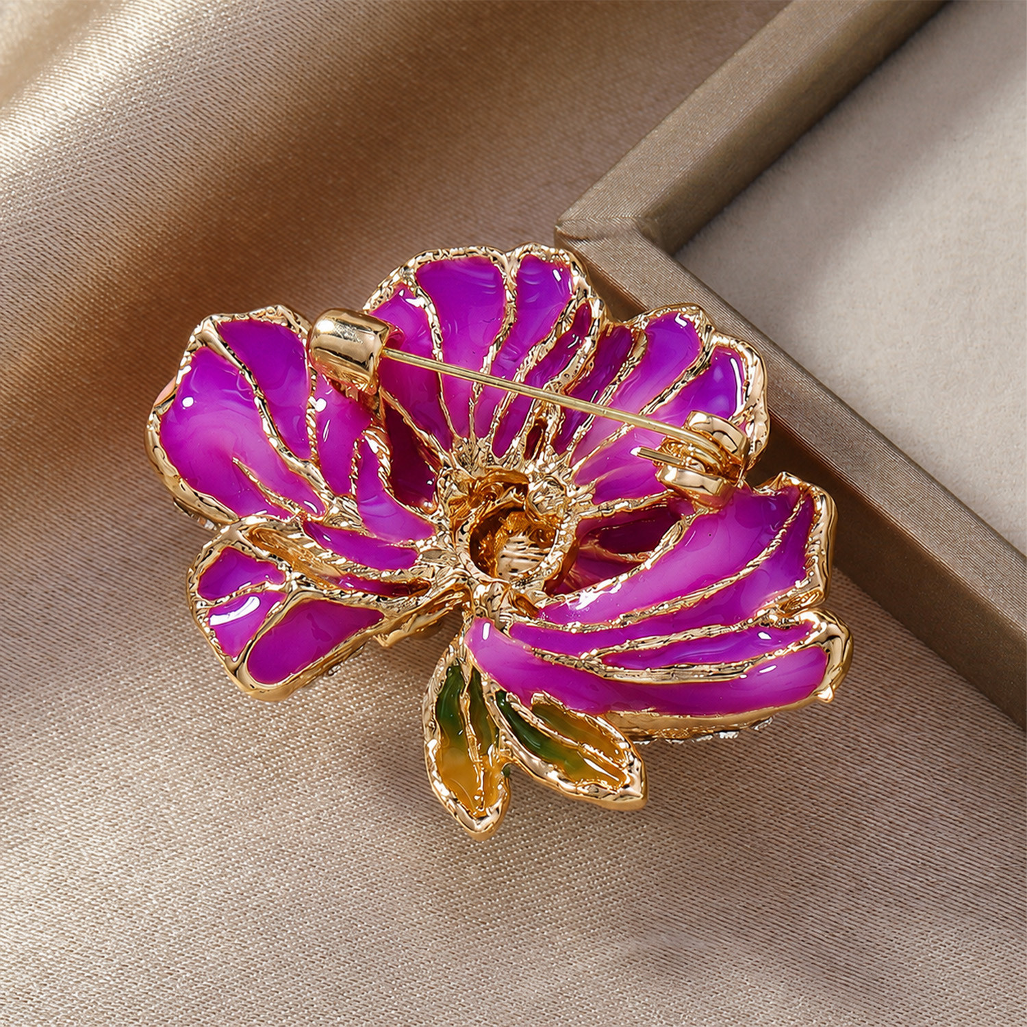 Image of SYGA Women Elegant Peony Flower Brooch - Alloy, with Pearl Accent Brooch