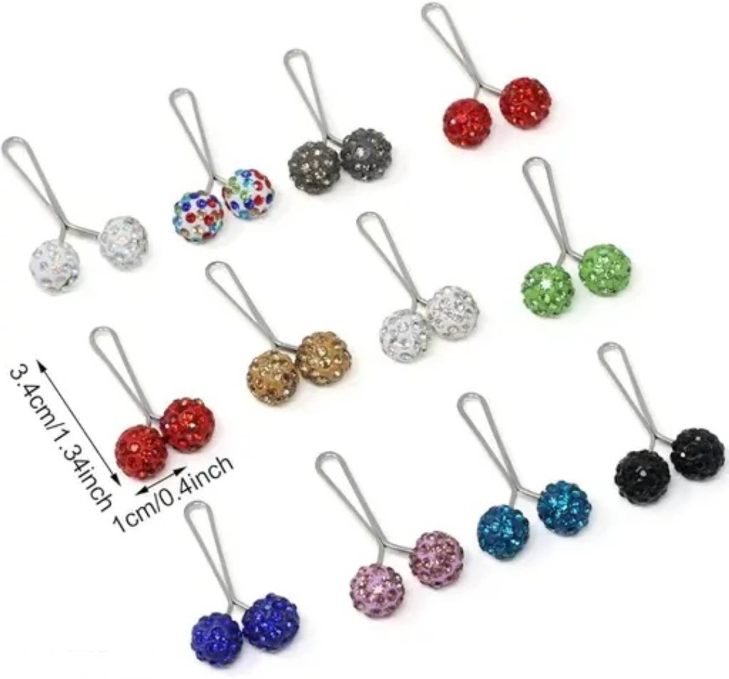 Abzura 12 PCS Rhinestone Ball Multicolor Hijab, Scarf Clips Brooch