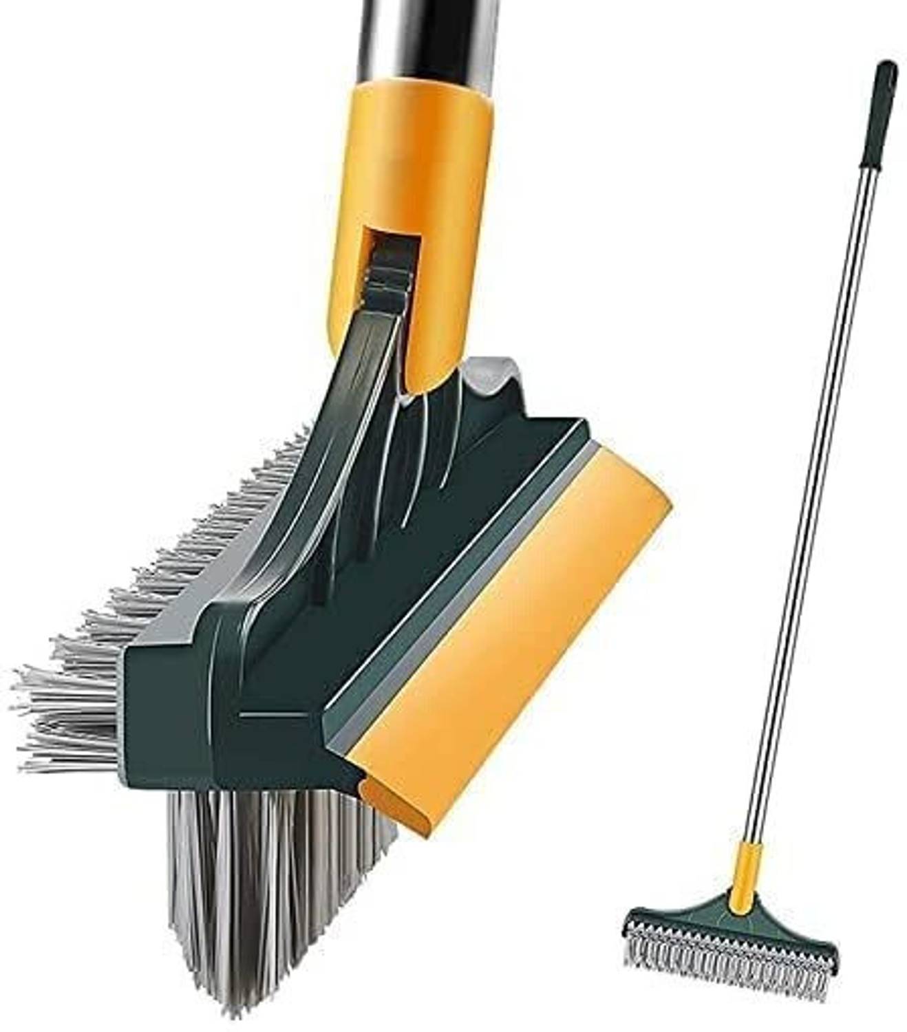 arther 3 in 1 Bathroom with Wiper, Tiles Cleaning Brush with Handle Microfibre Wet and Dry Brush
