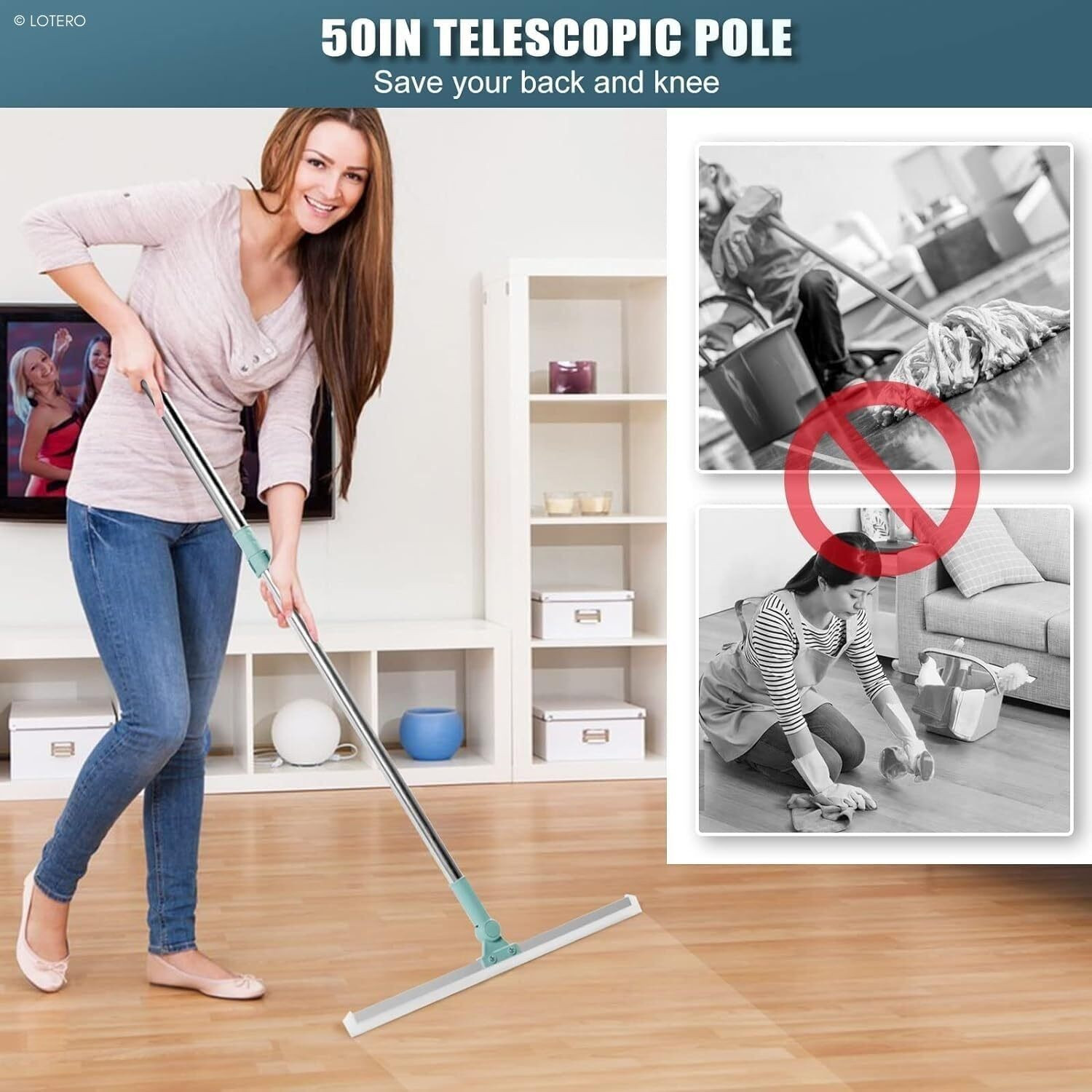 Image of ZEBREOLINE Floor Wiper with Silicone Blade Magic Broom Water Squeegee for Floor Cleaning Floor Wiper