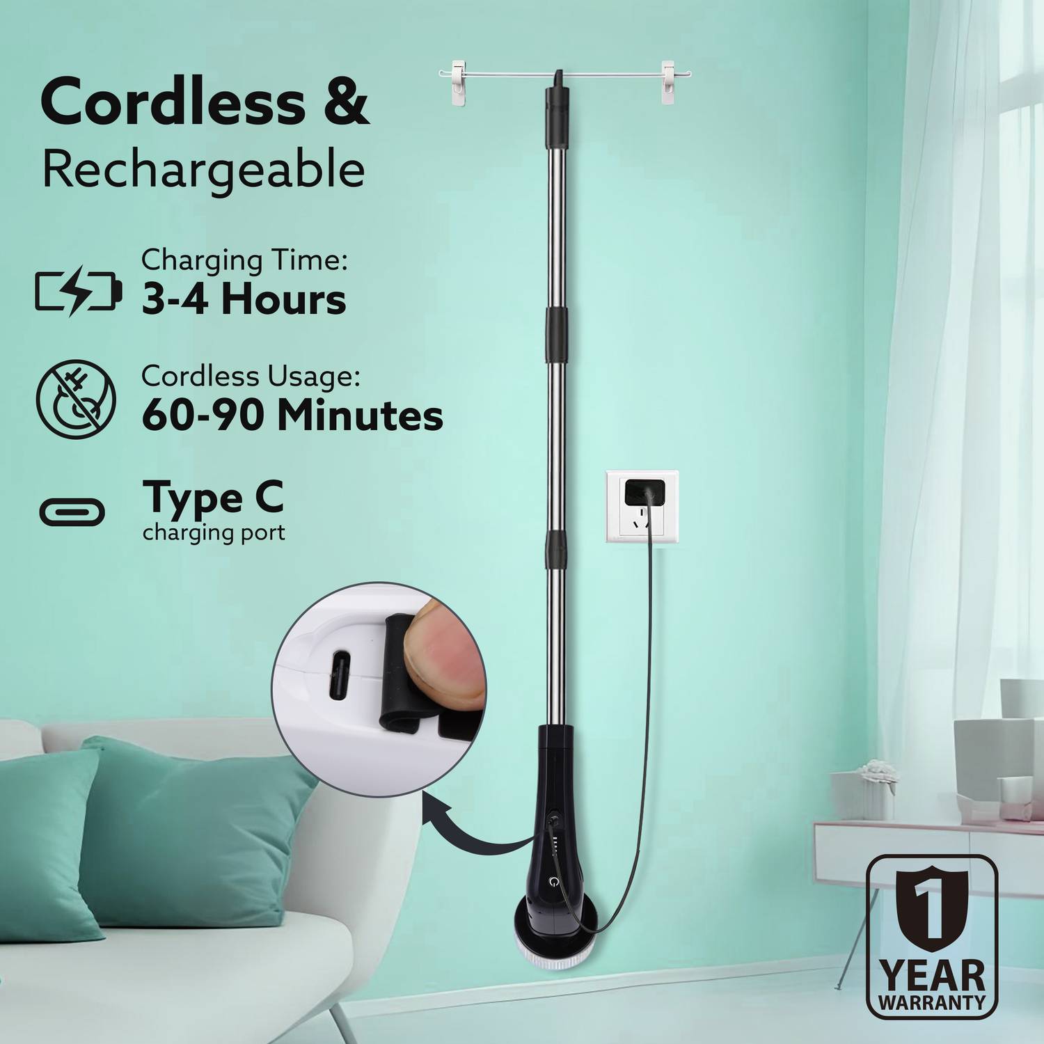 Royal Electric Spin Scrubber, Cleaning Brush Scrubber for Home, 400RPM/Mins Cleaning Brush - Image 3