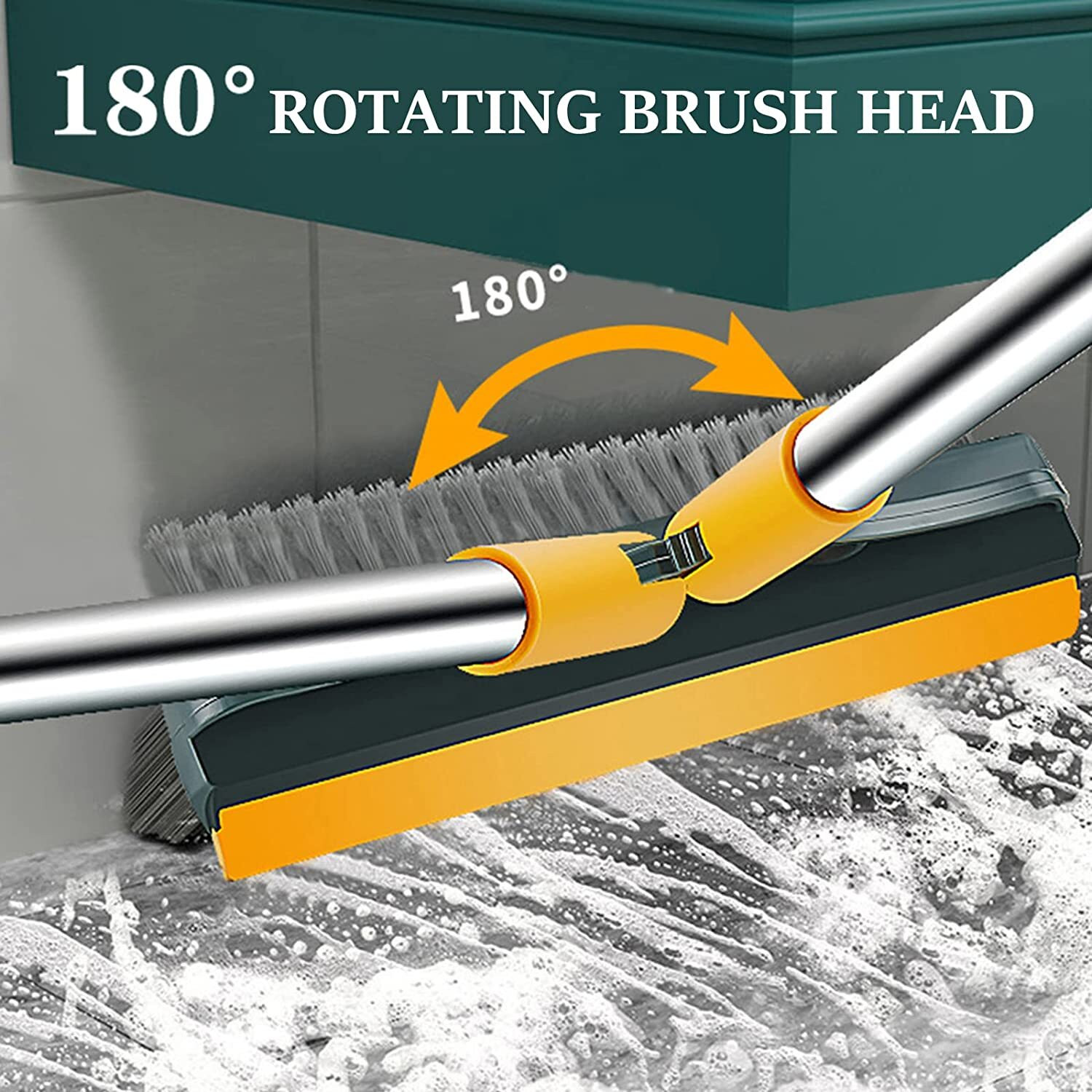 Image of Deoxys 3 in 1 Cleaning Scrub Brush Multifunction Grout Brush Scrape with Long Handle Polyester Wet and Dry Brush