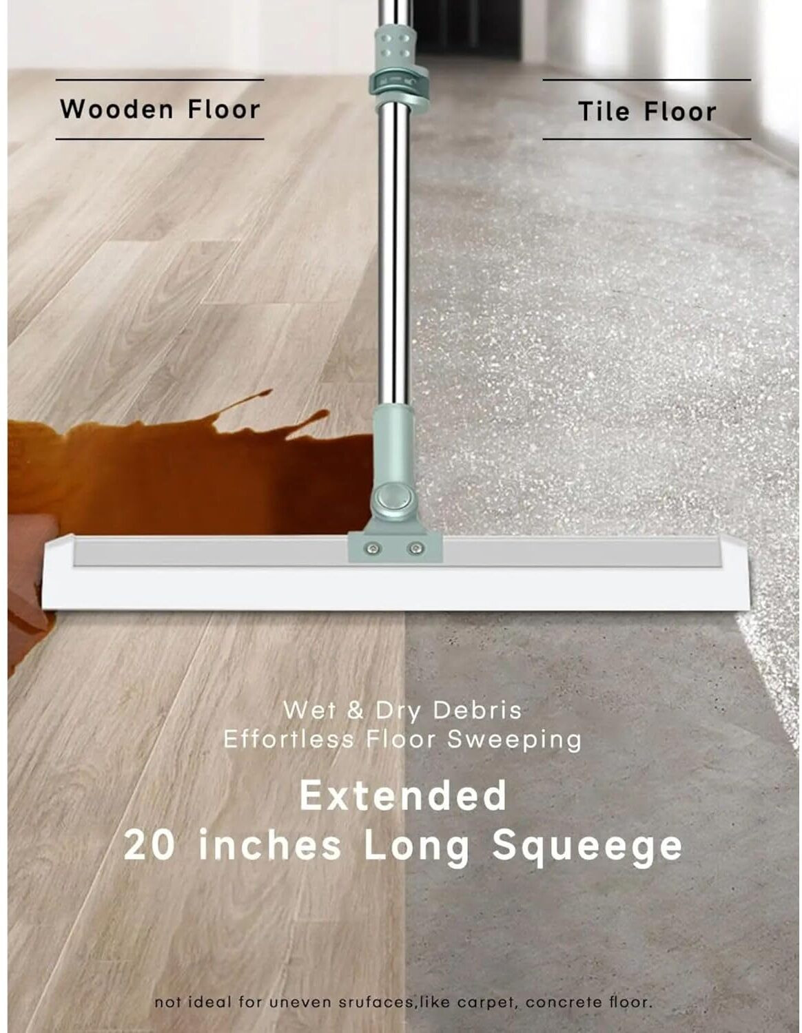 Image of VELORA Magic Broom Scraping Silicone Floor Squeegee Broom with Long Handle Wiper Wet & Dry Mop
