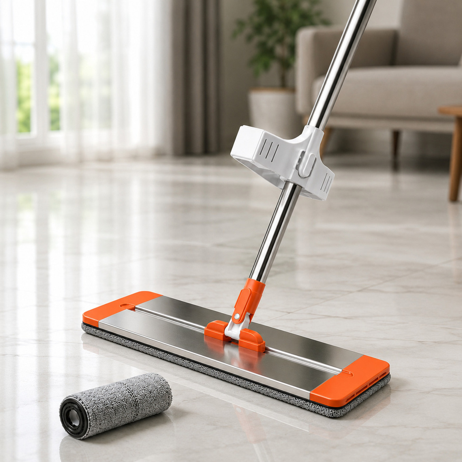 RedithEnterprise Flat Microfiber Mop for Floor Cleaning,Home Hands Free Mop for Floor,Slider Mop Flat Mop