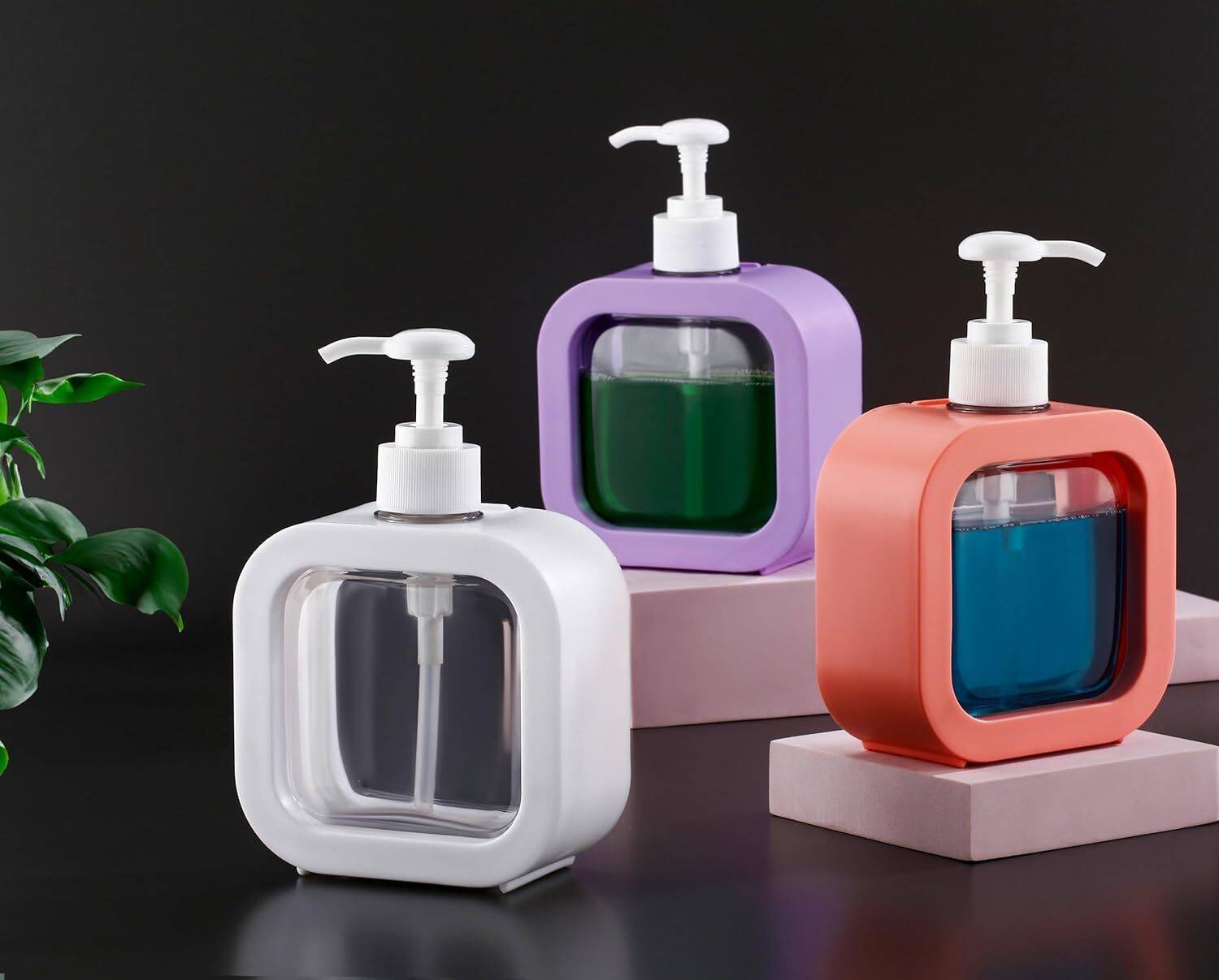 AnjaniputrA 300ml Hand Wash Dispenser - Liquid Soap Dispenser for Kitchen Sink, Bathroom Plastic Wet and Dry Brush
