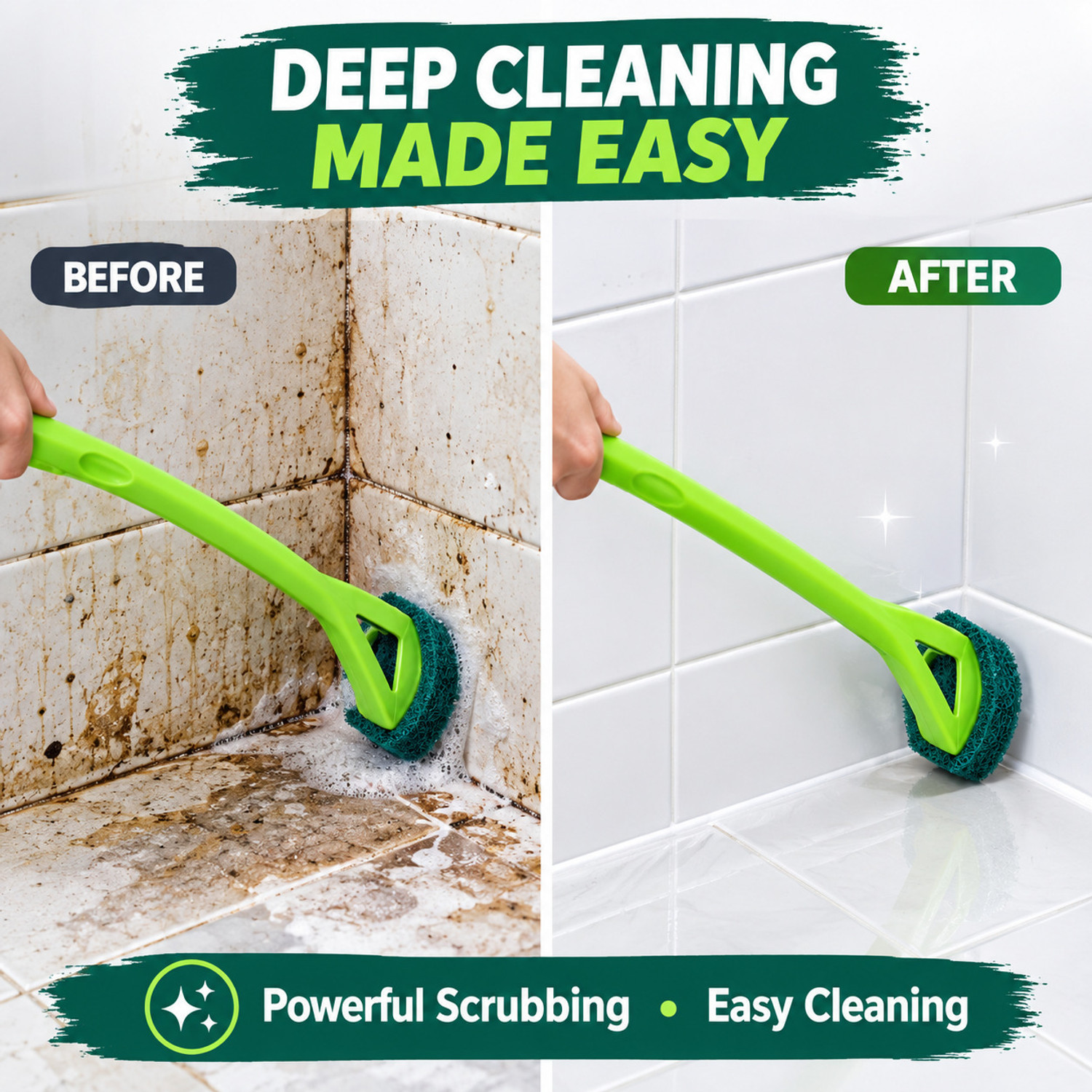 Image of JHWOQU Bathroom Brush scrubber for superior tile cleaning Microfibre Wet and Dry Brush