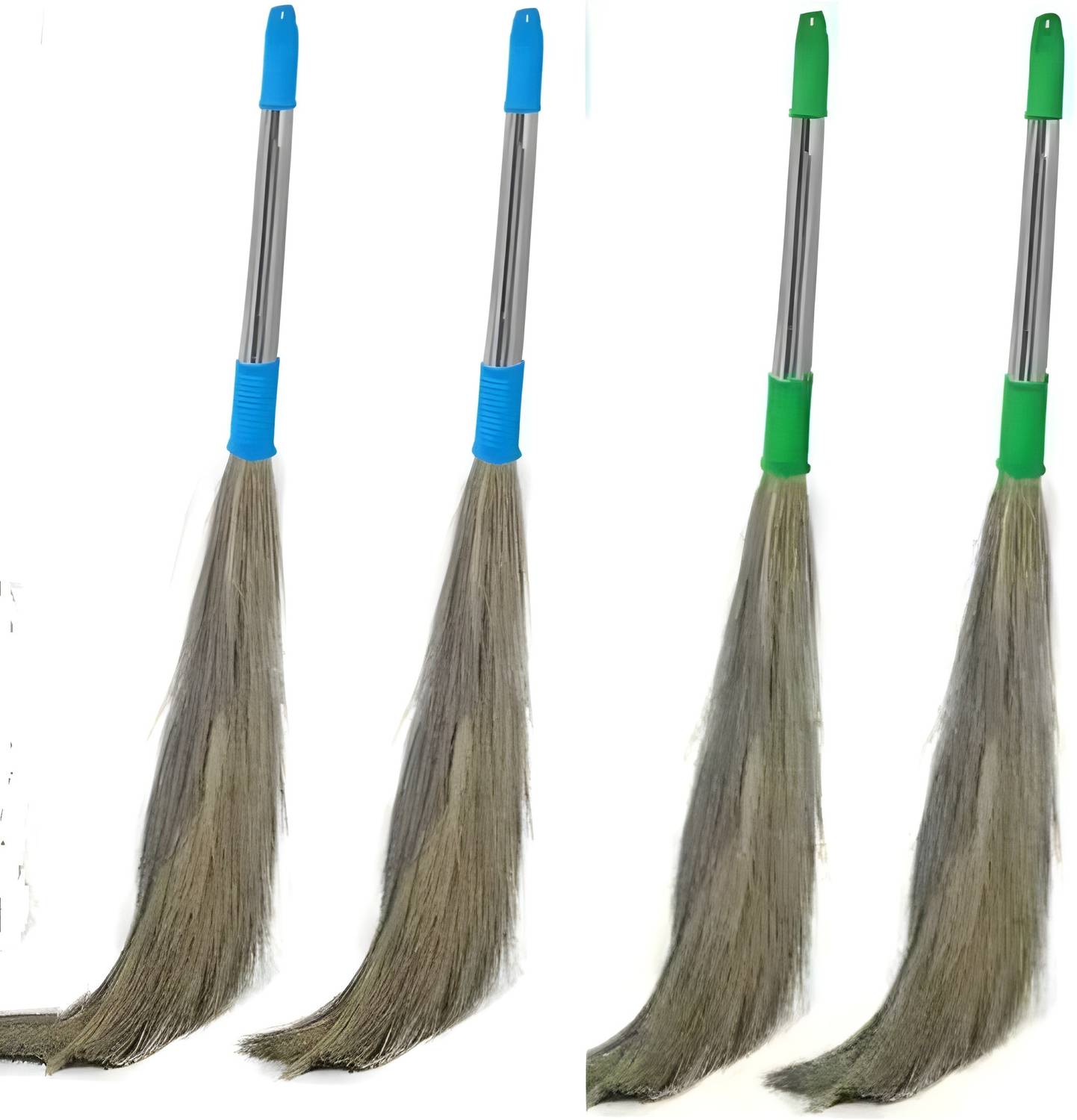 BuwasFashion Strong Handle Soft Grass Floor Broom Stick Grass Wet and Dry Broom