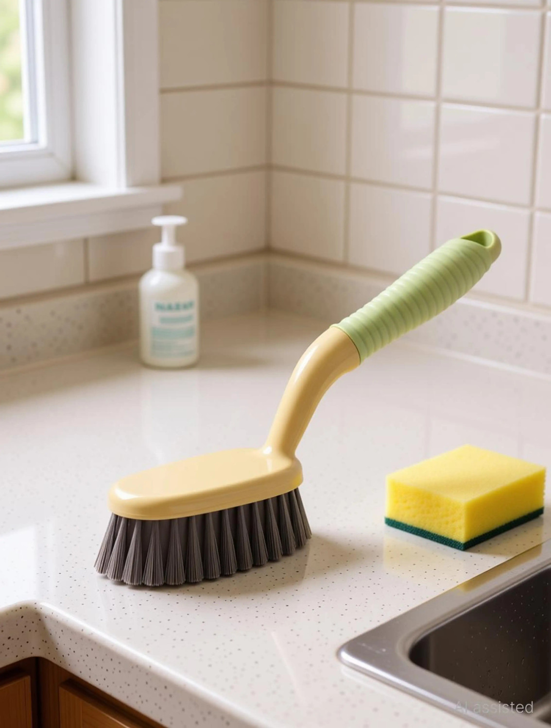Image of INASAN Wash Basin Cleaning Plastic Brush with Small Scrubber, Multipurpose brush Plastic Wet and Dry Brush