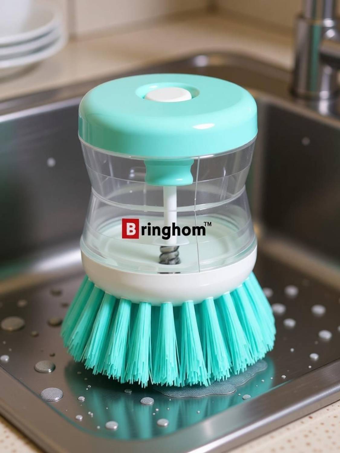 Bringhom Sink & Dish Cleaning Brush with Soap Dispenser - Image 4