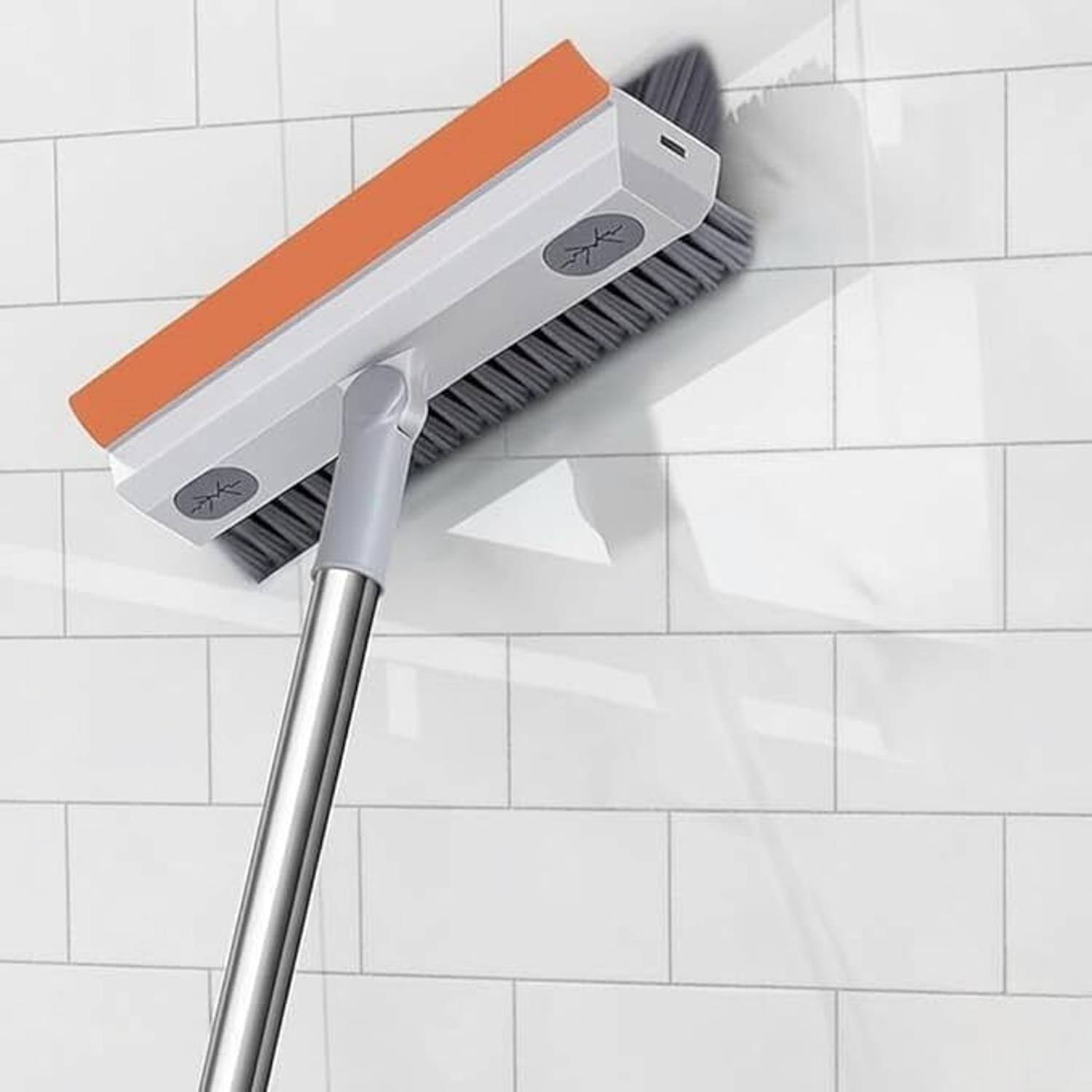BEAURA 3 in 1 Toilet Bathroom Tiles Cleaning Brush with Wiper 180°Rotating Floor Scrub Microfibre Wet and Dry Brush