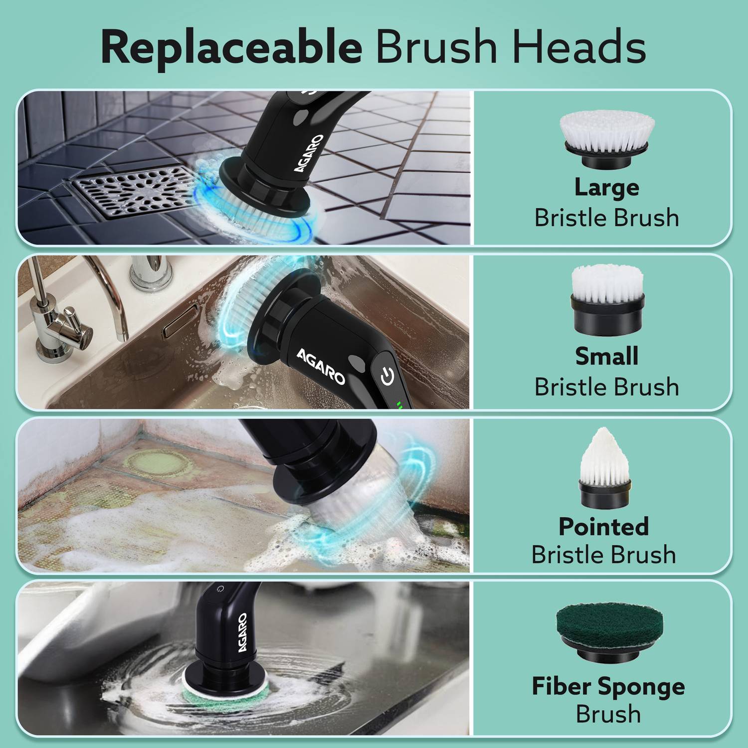 Royal Electric Spin Scrubber, Cleaning Brush Scrubber for Home, 400RPM/Mins Cleaning Brush - Image 4