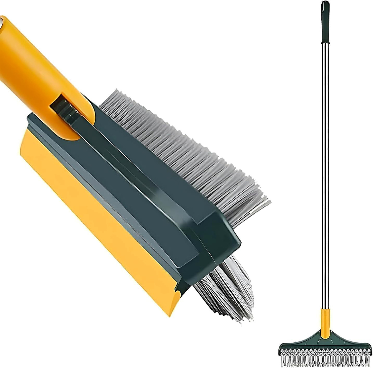 Image of AABRION 3 in 1 | 120 Degree Rotating Floor Scrub Brush With Long Handle And Squeegee Polypropylene Wet and Dry Brush