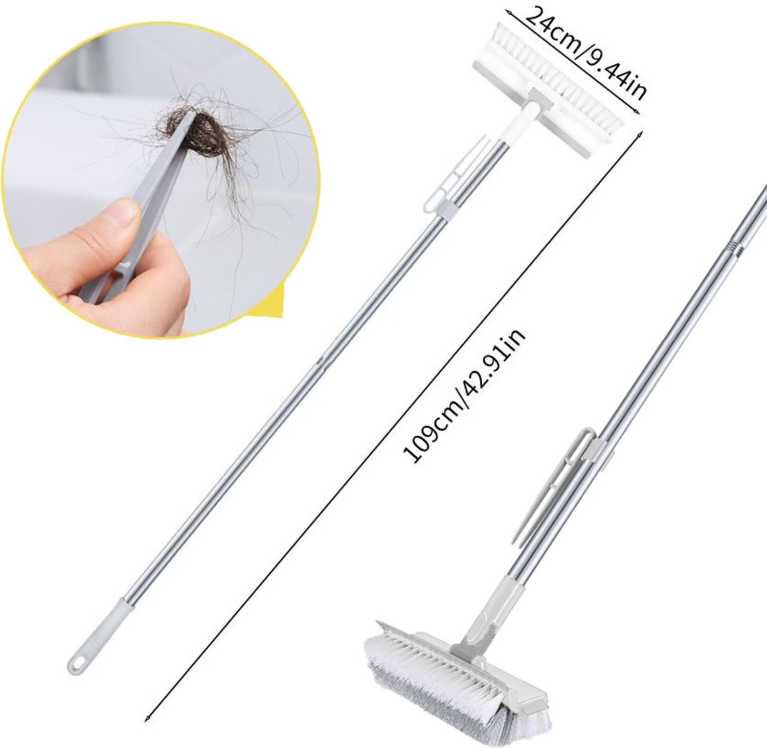 Image of MEEJEEK Multifunctional 3 in 1 Floor Scrub Brush 180Rotating wall Corner cleaning Wiper Microfibre Wet and Dry Brush