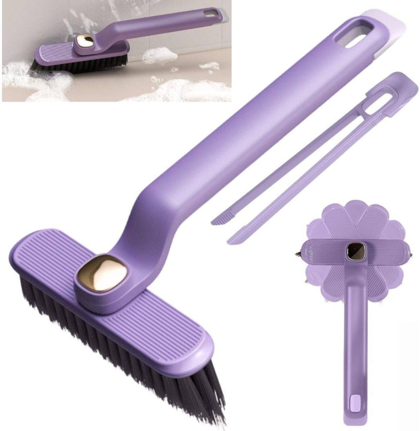 AnjaniputrA 360° Rotating Multifunctional Toilet Cleaning Brush Microfibre Wet and Dry Brush