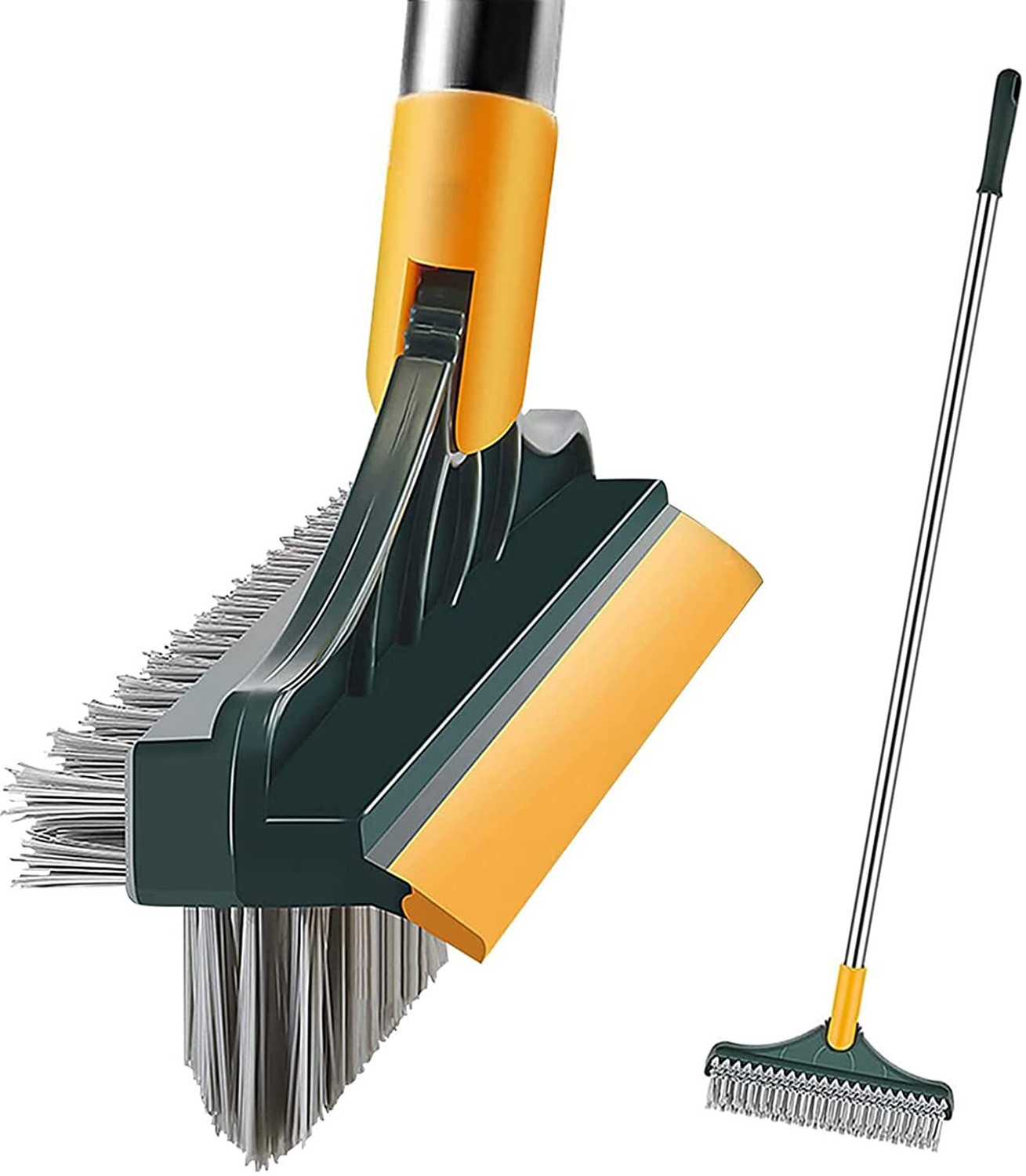 Image of Deoxys 3 in 1 Cleaning Scrub Brush Multifunction Grout Brush Scrape with Long Handle Polyester Wet and Dry Brush