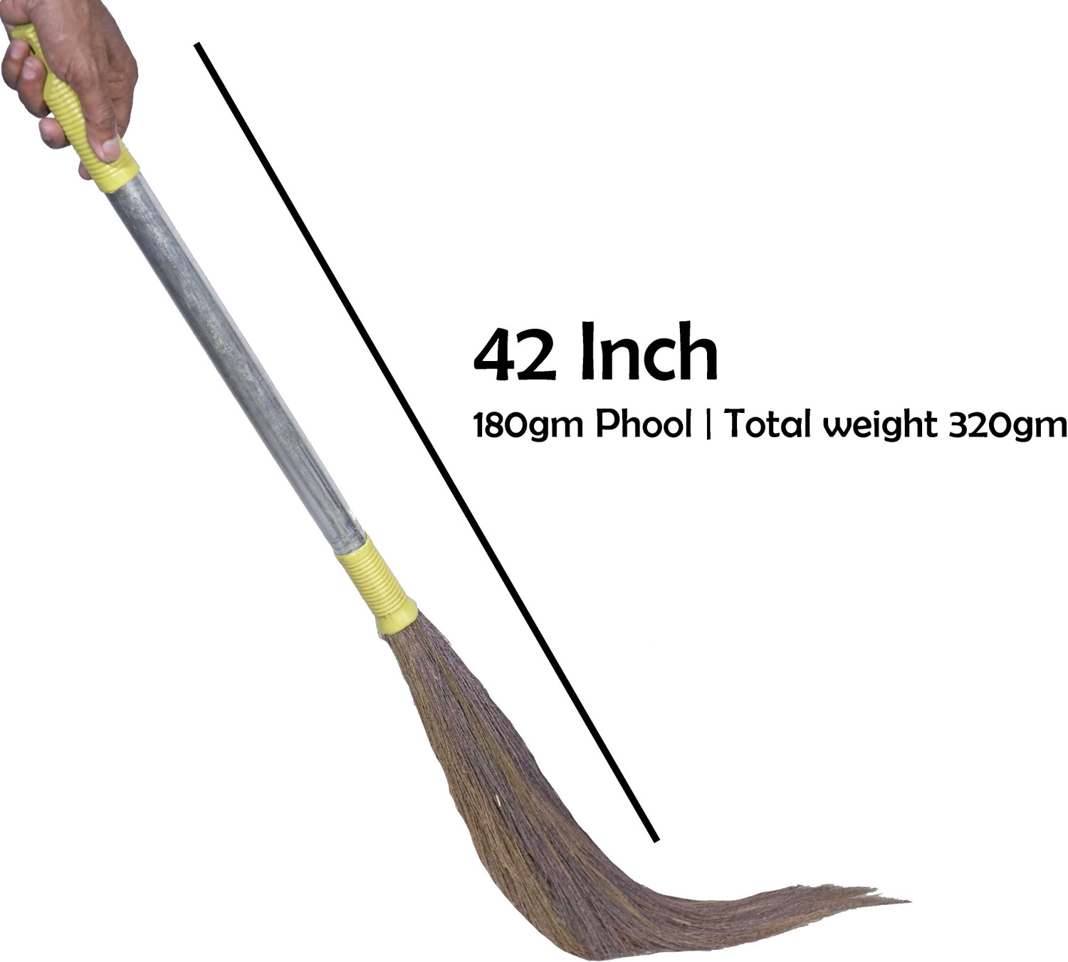Image of Sahni 100%Narural Grass Broom steel handle pack 3 Grass Dry Broom