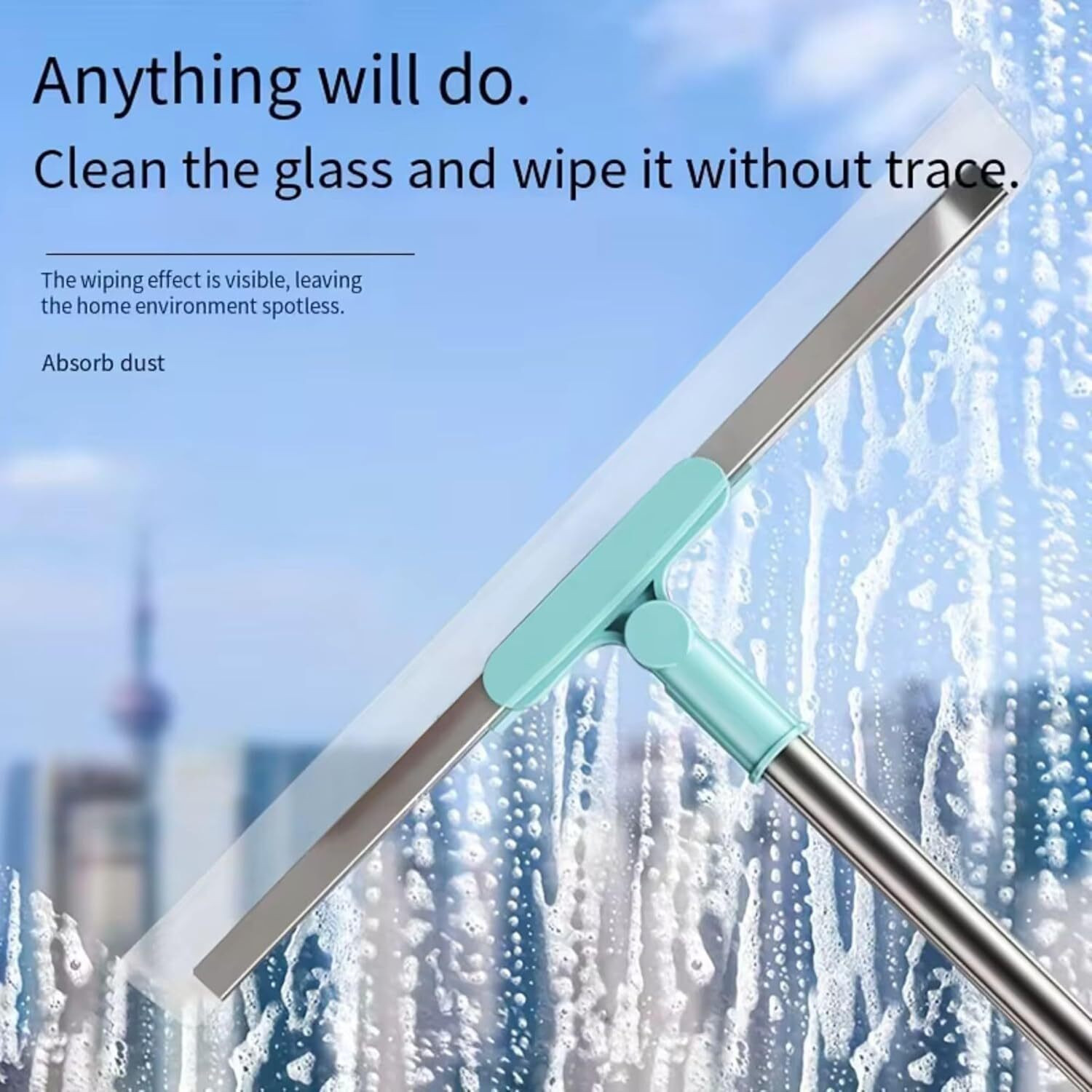 Image of VELORA Magic Broom Scraping Silicone Floor Squeegee Broom with Long Handle Wiper Wet & Dry Mop