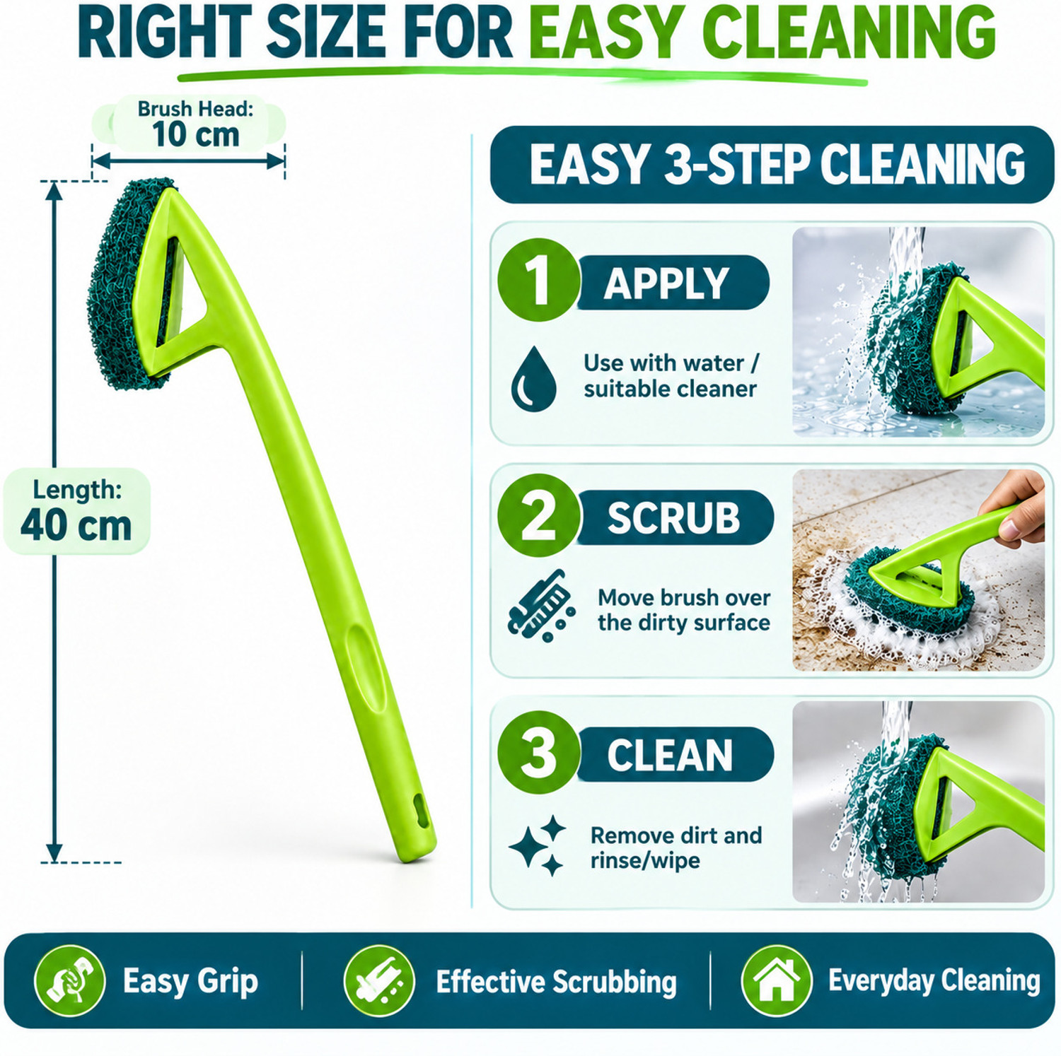 Image of JHWOQU Bathroom Brush scrubber for superior tile cleaning Microfibre Wet and Dry Brush