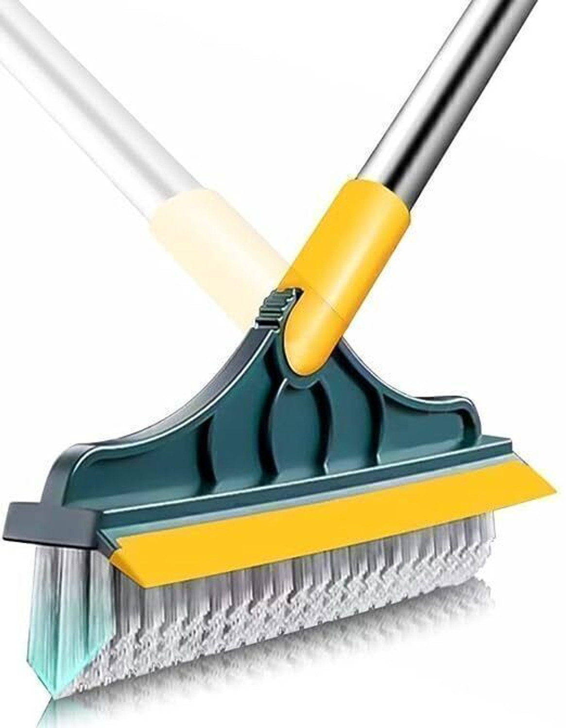 Image of LUHI 2 in 1 Bathroom Cleaning Brush Wiper Tiles Cleaning Bathroom Brush Plastic Wet and Dry Brush (Green)
