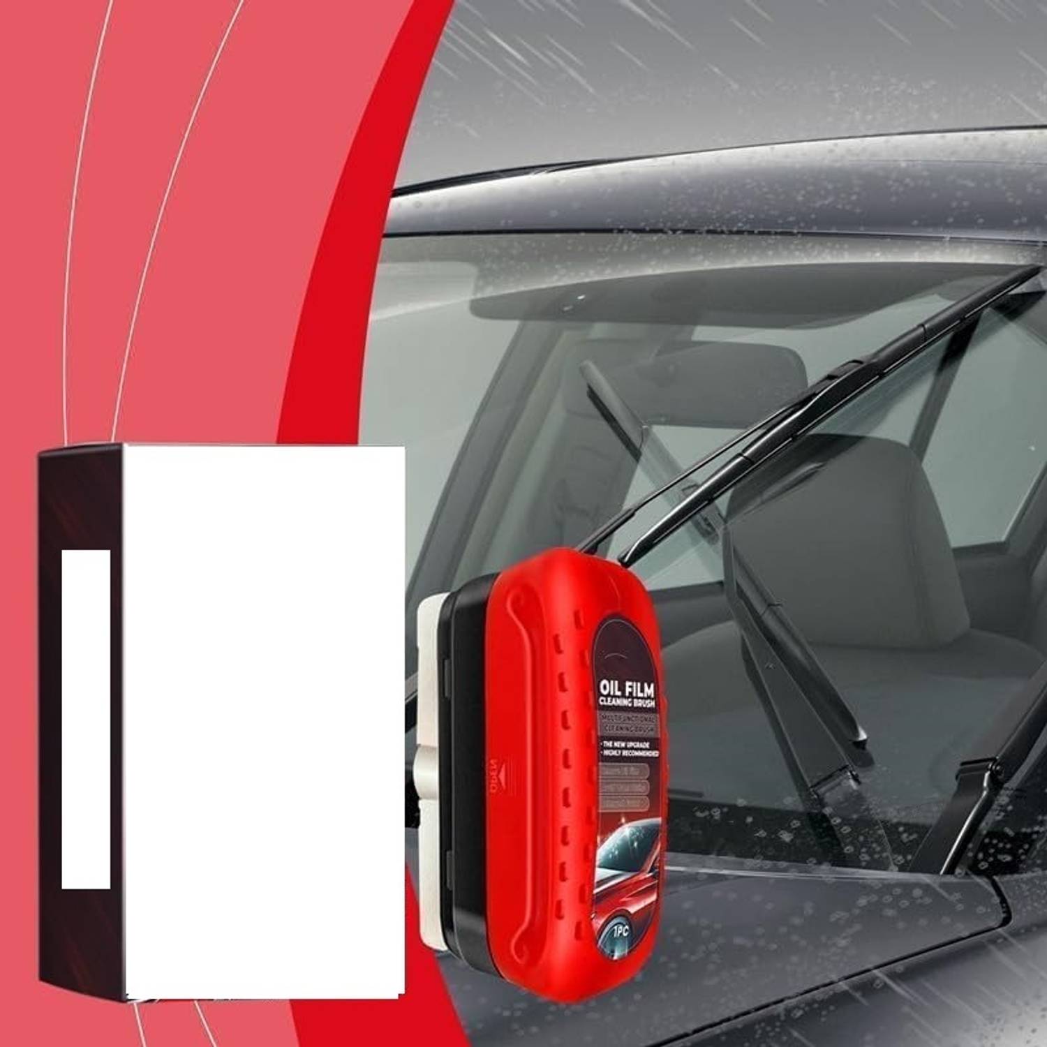 BBBIKINI Car Glass Oil Film Remover, Automotive Oil Film Cleaning Brush B Sponge Wet and Dry Brush
