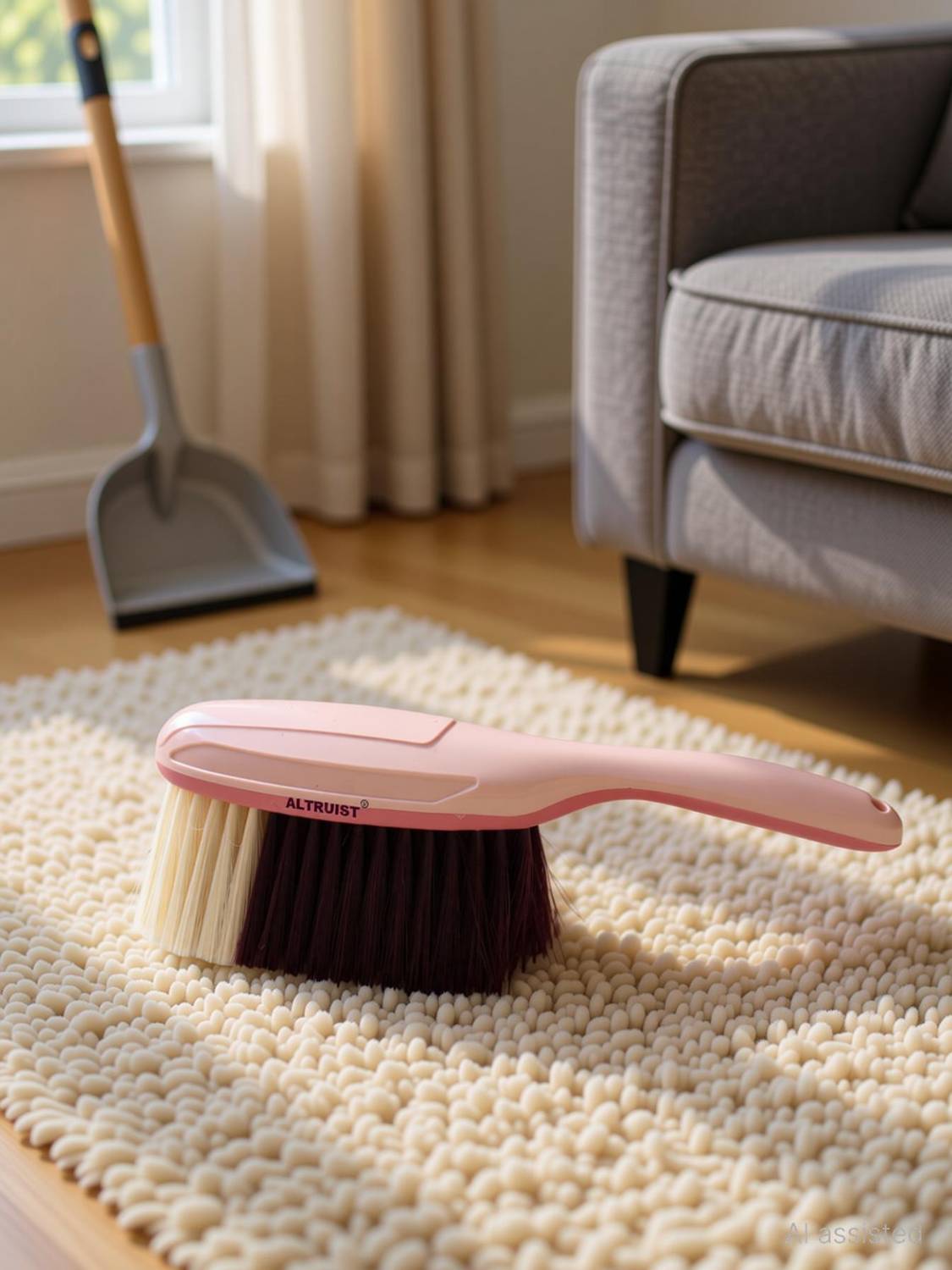 Altruist Bristles Long Soft Carpet Cleaning Brush for Tiles, Carpet, Bed, Sofa-Pk1(Pink) Polyester Dry Brush