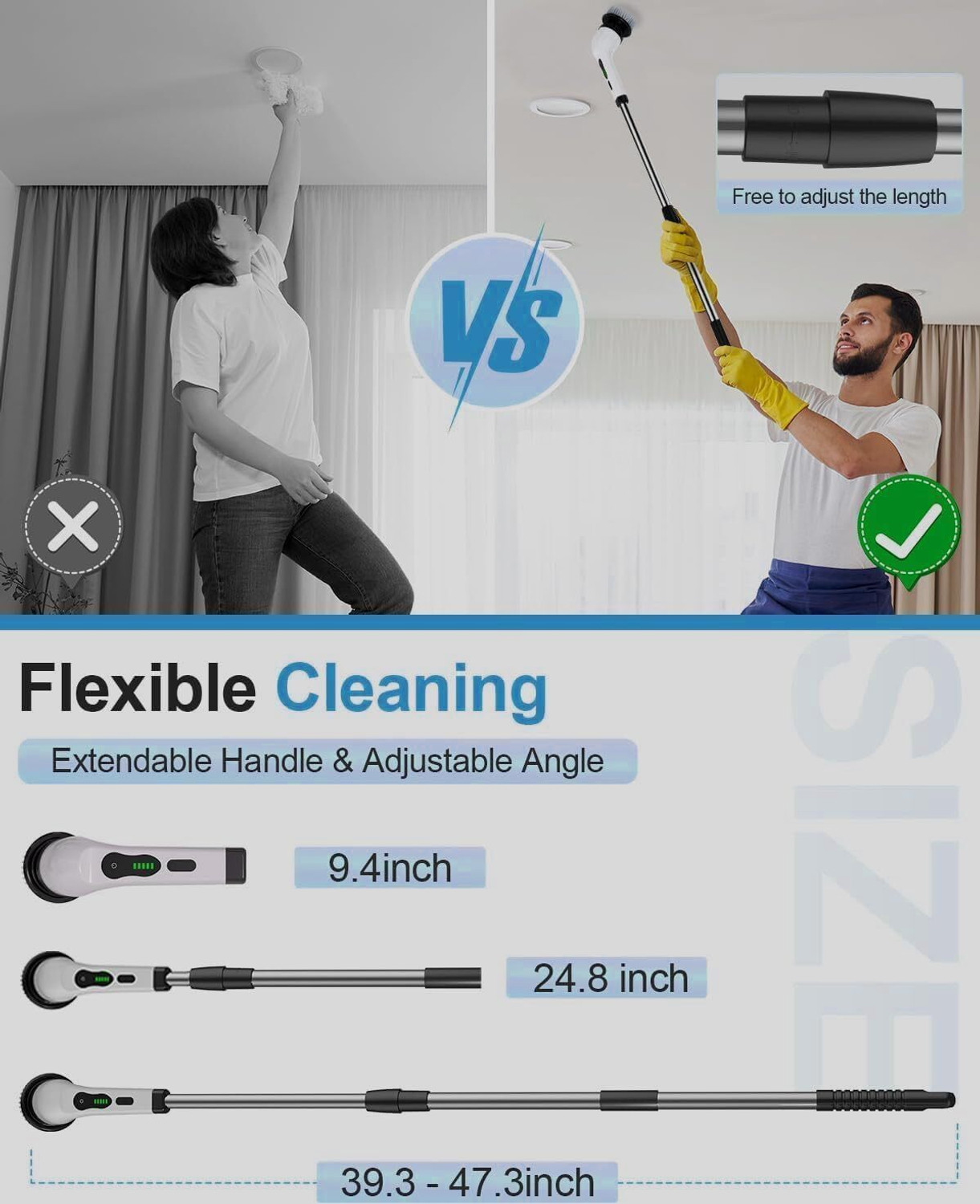 Image of KANALA ENTERPRISE 9-in-1 Cordless Electric Spin Scrubber for Bathroom & Home Plastic Wet and Dry Broom