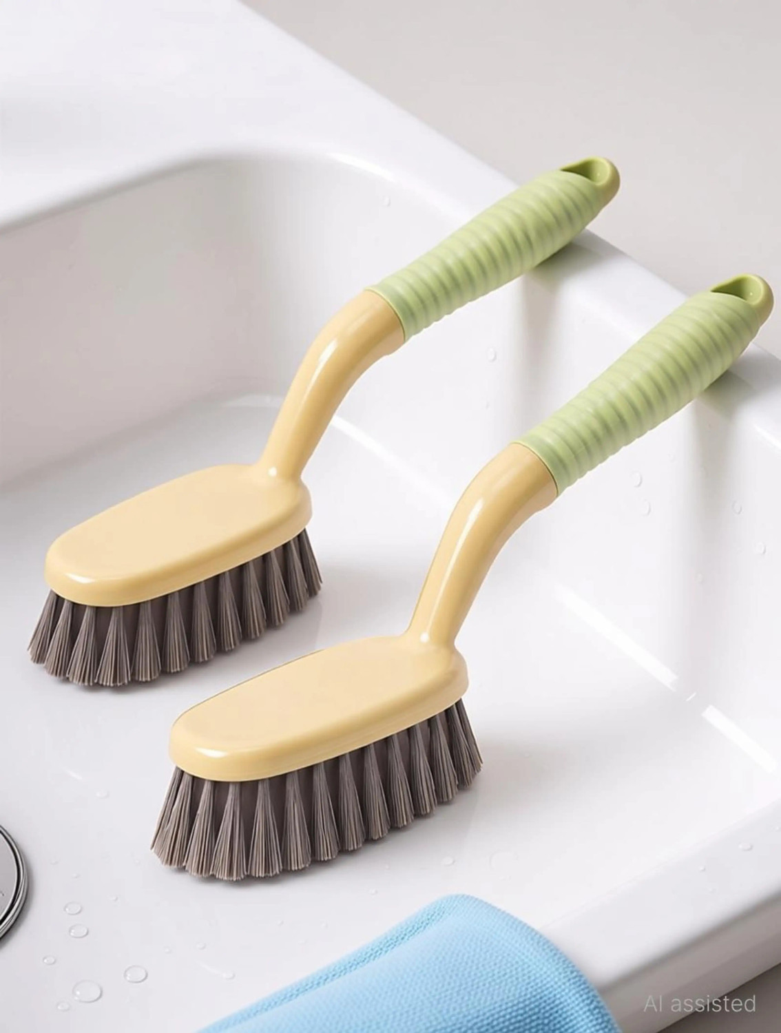 Image of INASAN Wash Basin Cleaning Plastic Brush with Small Scrubber, Multipurpose brush Plastic Wet and Dry Brush