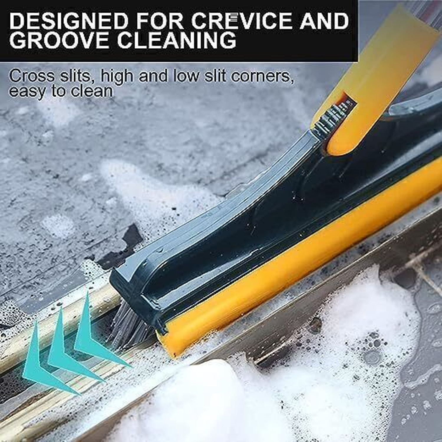 Image of LUHI 2 in 1 Bathroom Cleaning Brush Wiper Tiles Cleaning Bathroom Brush Plastic Wet and Dry Brush (Green)