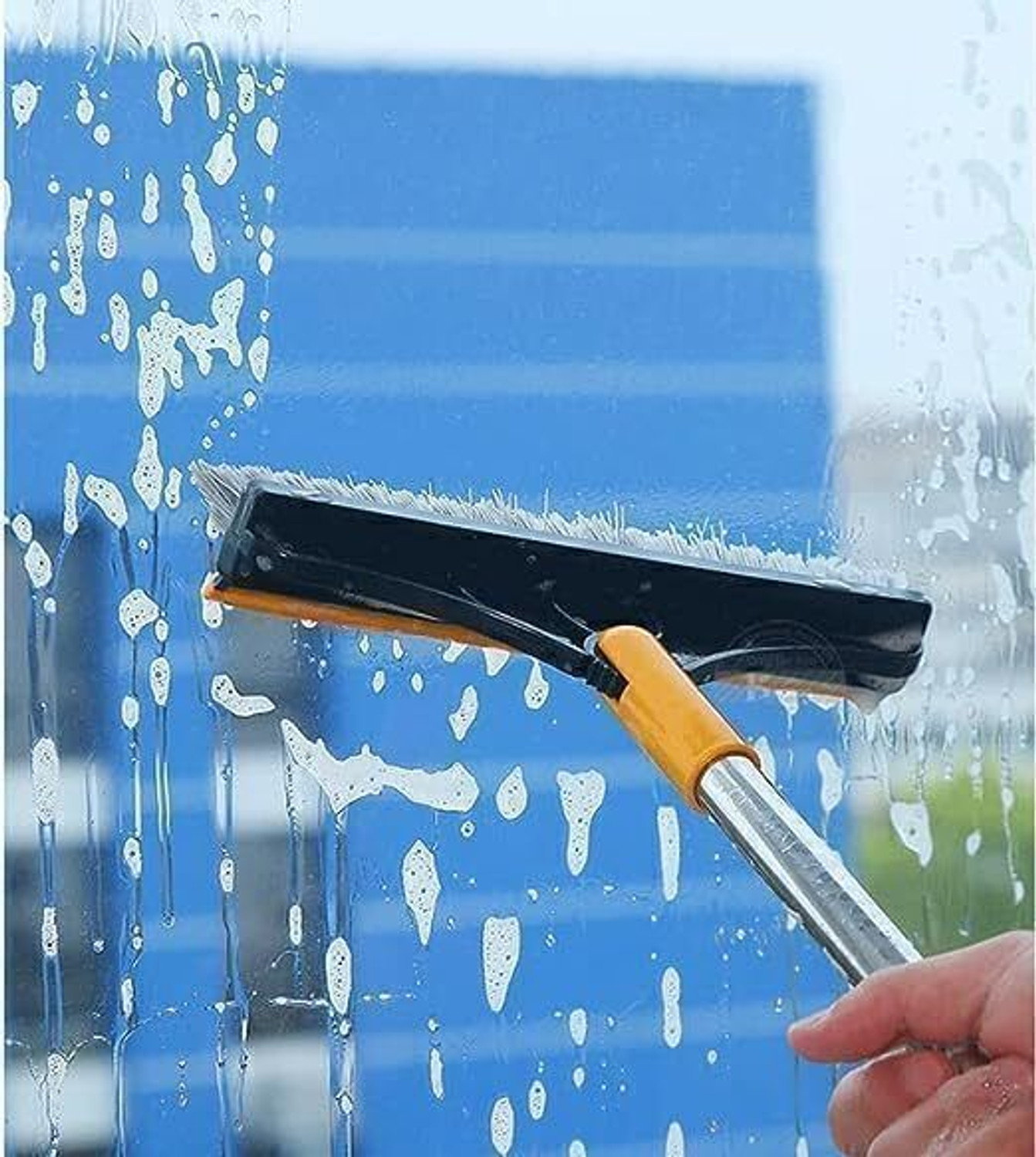 Image of LUHI 2 in 1 Bathroom Cleaning Brush Wiper Tiles Cleaning Bathroom Brush Plastic Wet and Dry Brush (Green)