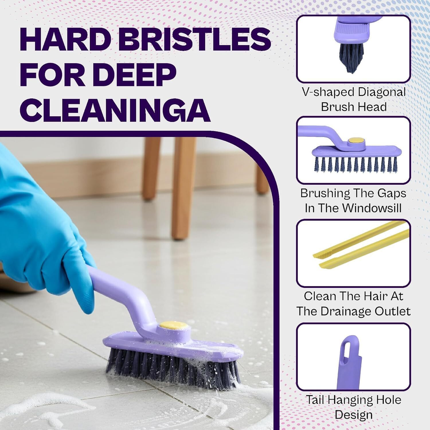 Image of QOZWEID Crevice Gap Corners Cleaning for Bathroom Kitchen Household Plastic Wet and Dry Brush