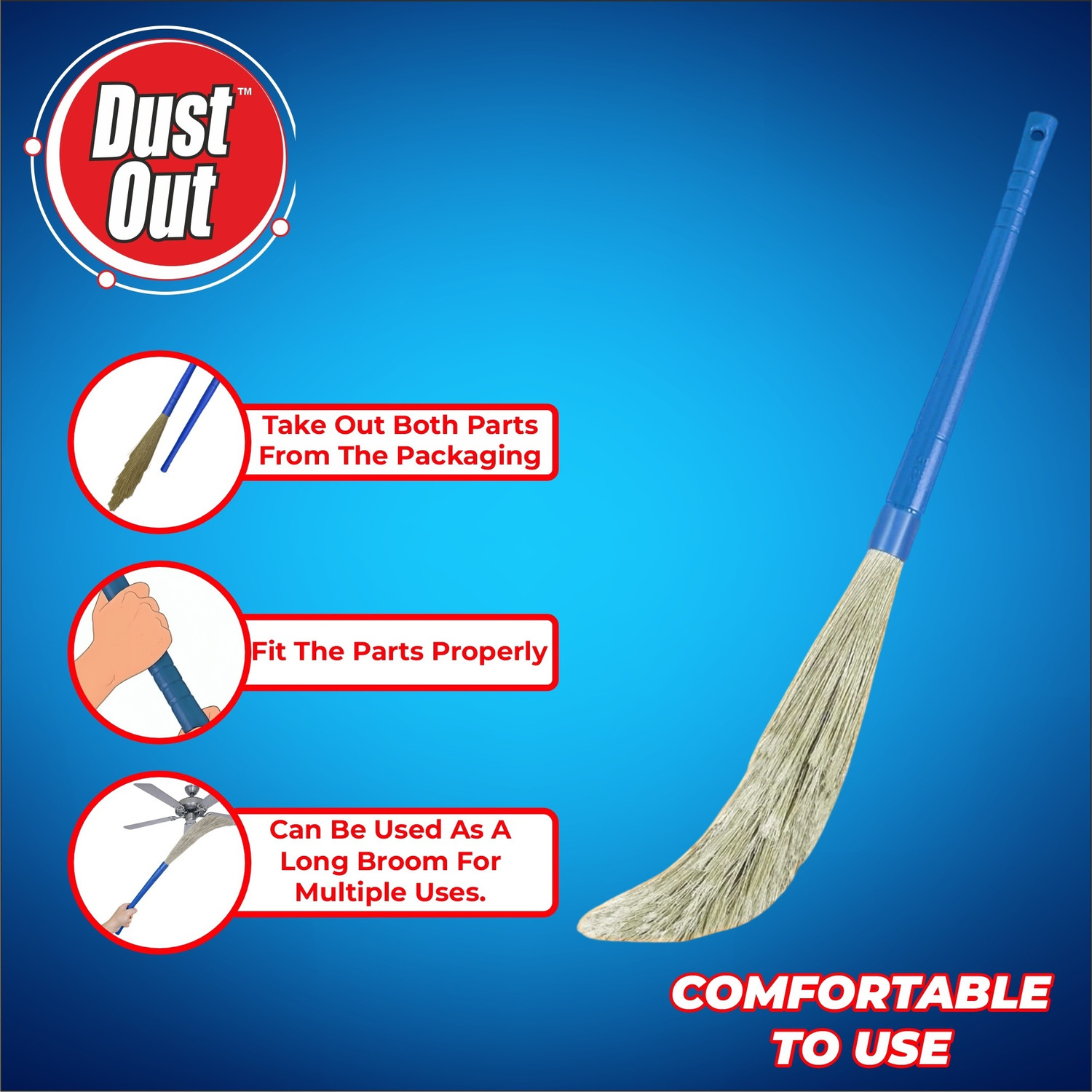 Image of DustOut Palstic Broom Plastic Dry Broom