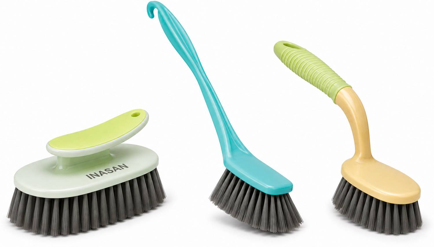 INASAN Kitchen & Bathroom Cleaning Brush Set Plastic Wet and Dry Brush — Cleaning Tools