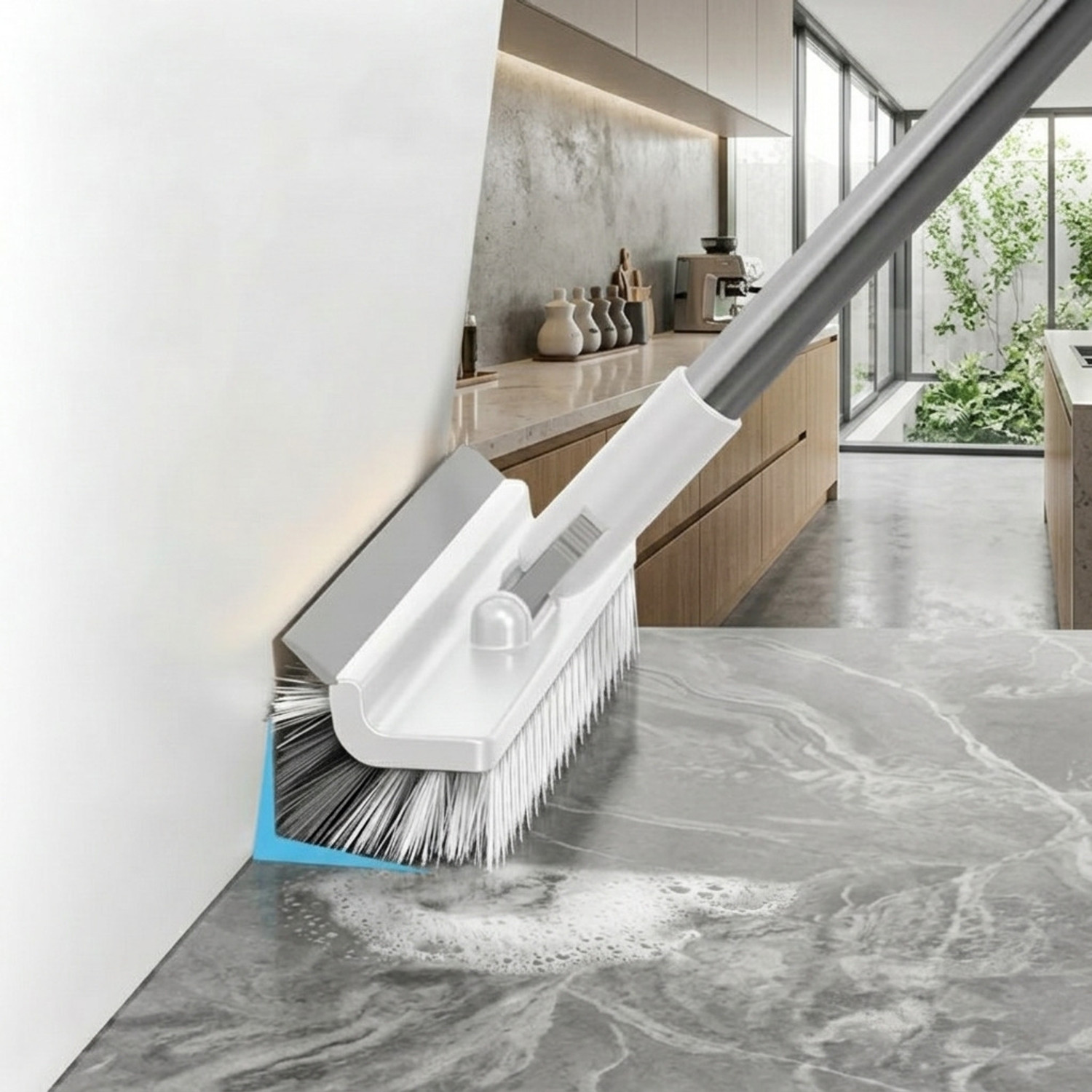 Image of MEEJEEK Multifunctional 3 in 1 Floor Scrub Brush 180Rotating wall Corner cleaning Wiper Microfibre Wet and Dry Brush