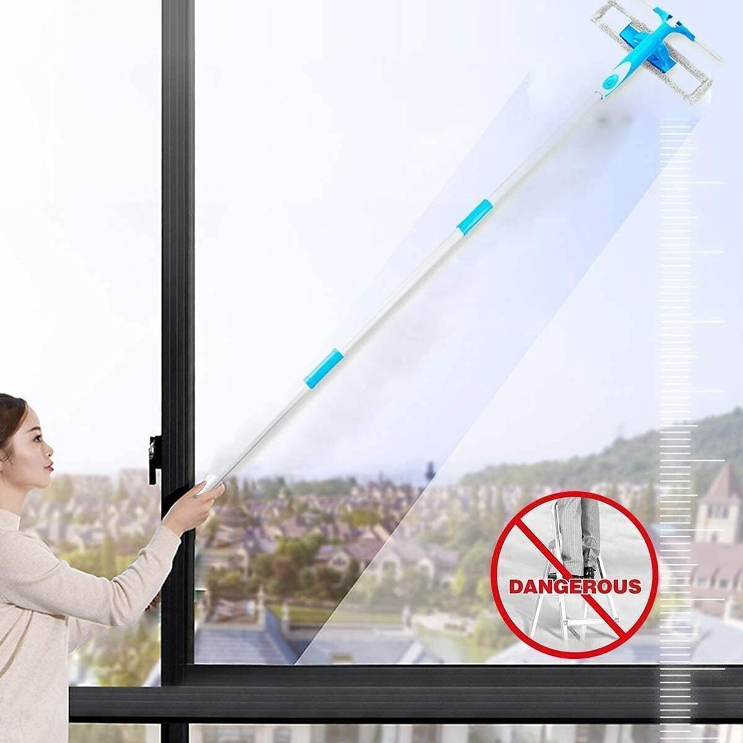 Image of SCRUMBLE CREATION SolarWipe Pro 2-in-1 Solar Panel & Window Cleaning Kit with Extendable Handle Microfibre Wet and Dry Brush