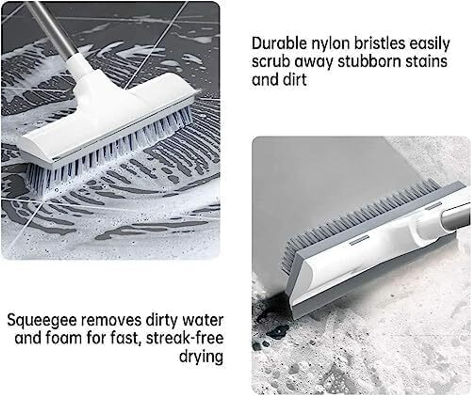 Image of ADP TRADERS 2 in 1 Tile Cleaning Brush Bathroom Floor Scrub with Long Handle Rotatable Brush Microfibre Wet Brush
