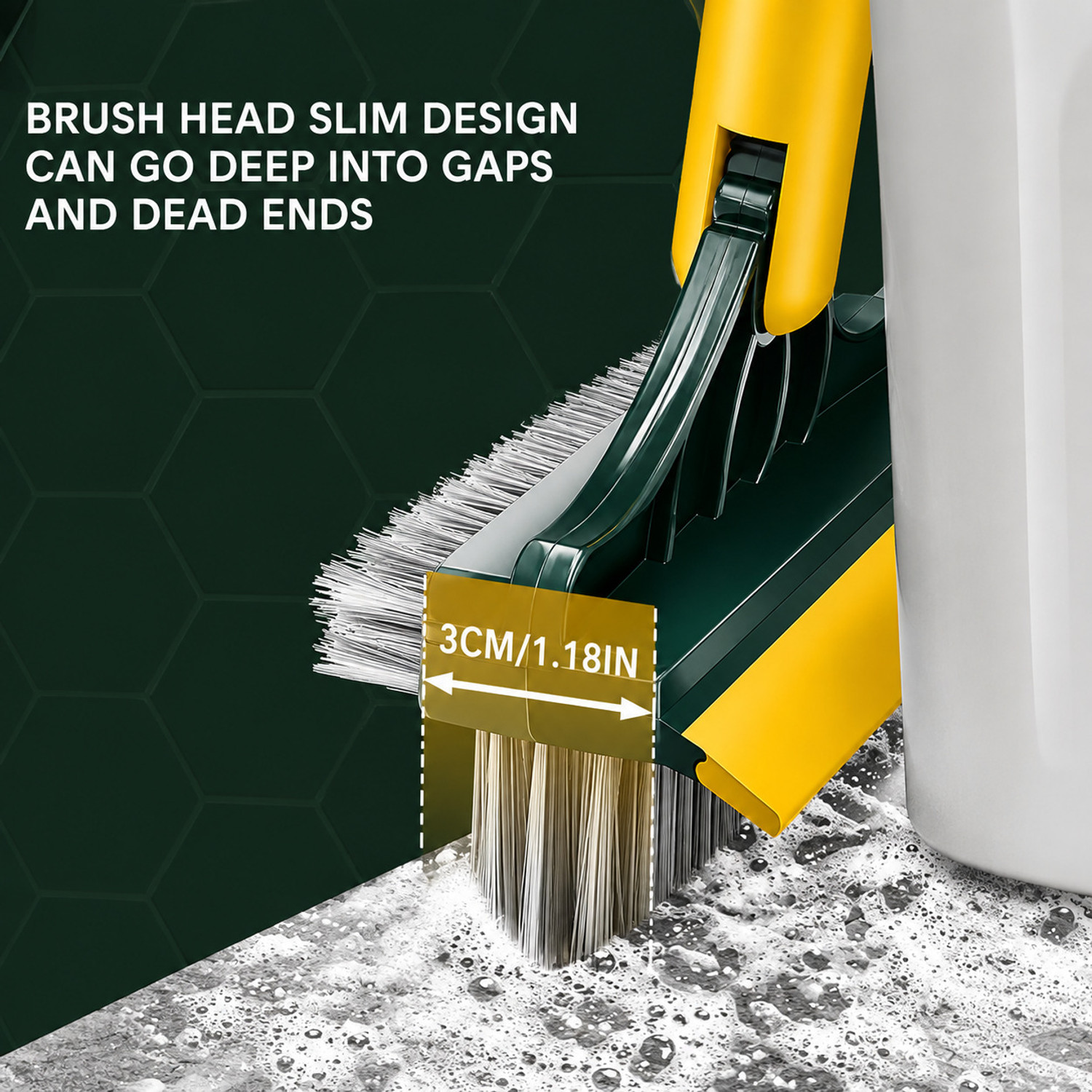 Image of AABRION 3 in 1 | 120 Degree Rotating Floor Scrub Brush With Long Handle And Squeegee Polypropylene Wet and Dry Brush