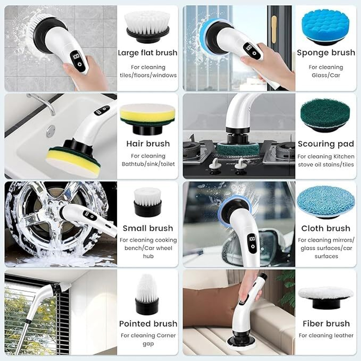 Image of KANALA ENTERPRISE 9-in-1 Cordless Electric Spin Scrubber for Bathroom & Home Plastic Wet and Dry Broom