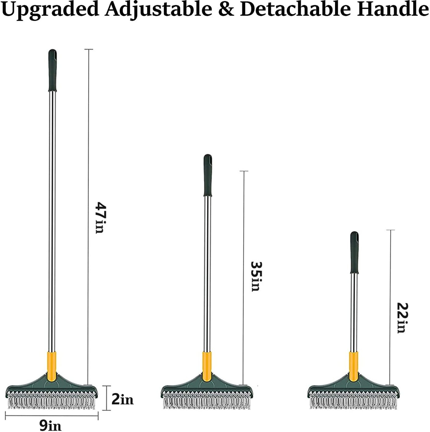 Image of Deoxys 3 in 1 Cleaning Scrub Brush Multifunction Grout Brush Scrape with Long Handle Polyester Wet and Dry Brush