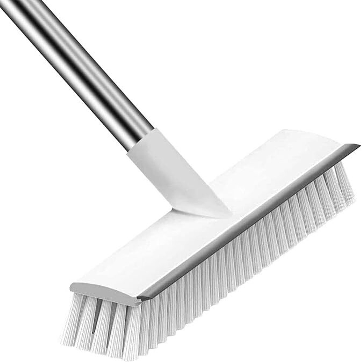Image of VALLIANZ Multifunctional 2 in 1 Bathroom Cleaning Brush with Long Handle Microfibre Wet and Dry Brush