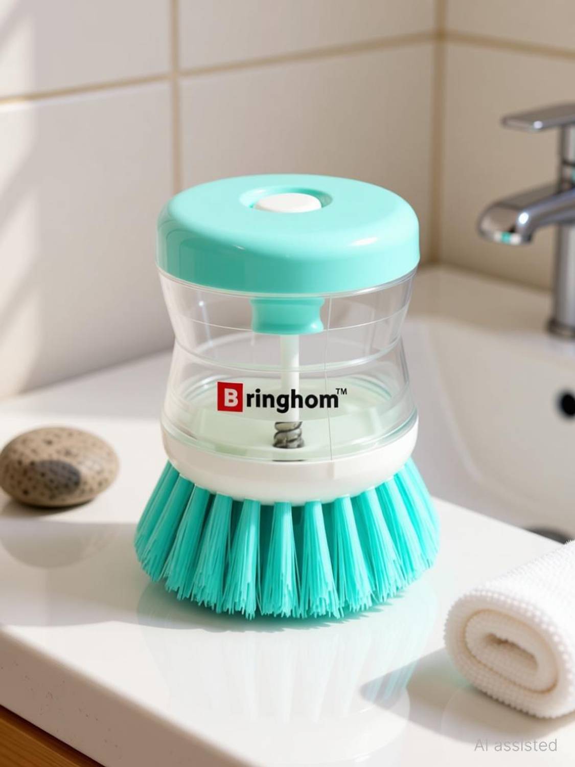 Bringhom Sink & Dish Cleaning Brush with Soap Dispenser - Image 1