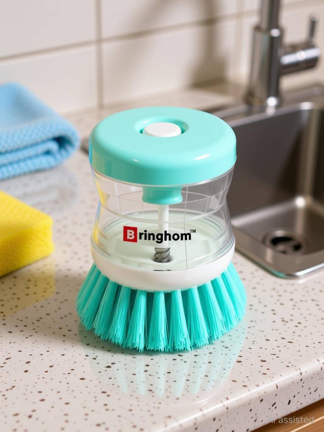 Bringhom Sink & Dish Cleaning Brush with Soap Dispenser - Image 2