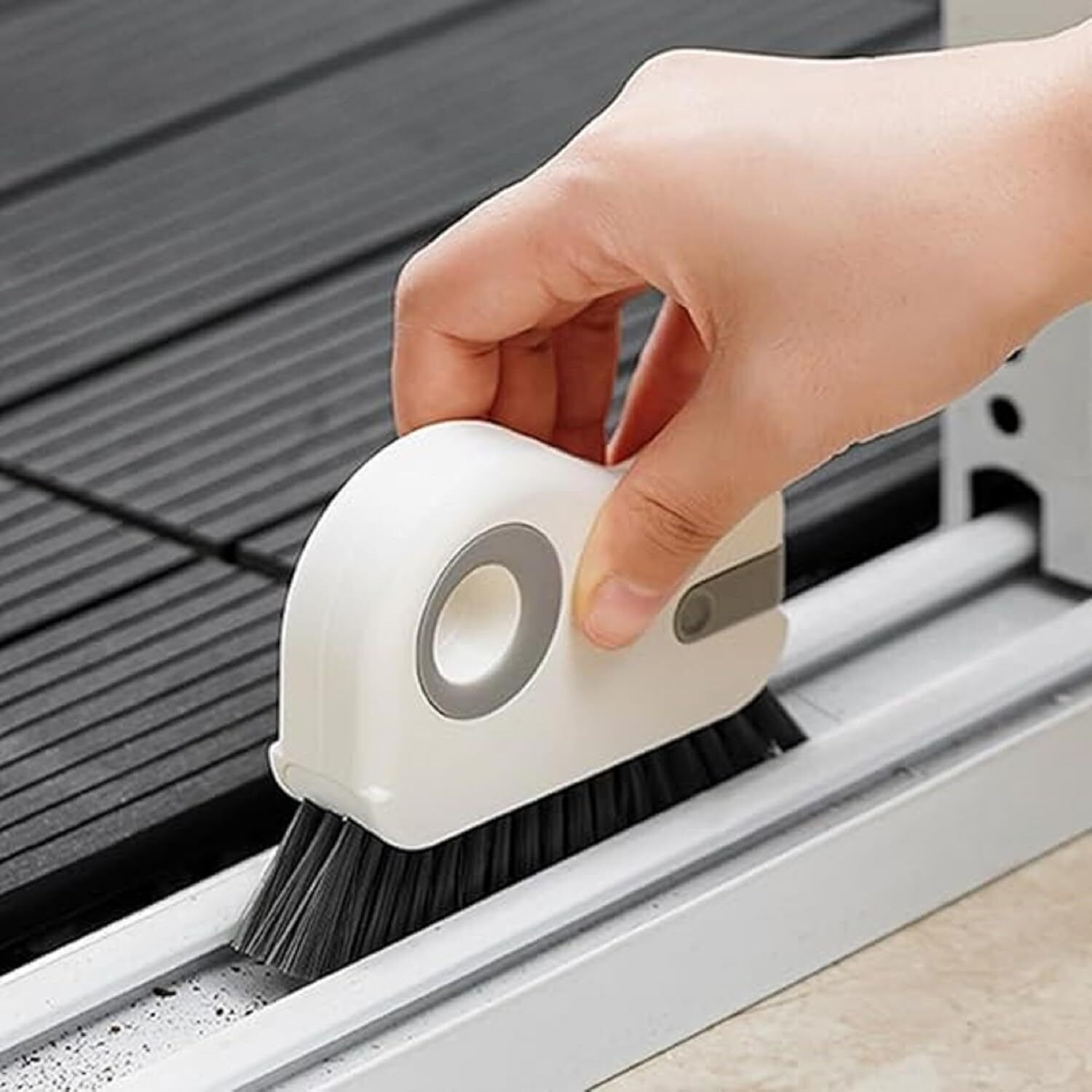 Image of MAAUVTOR Groove Cleaning Brush for Window Seal Door Track 2 in 1 Grout Crevice Cleaner Microfibre Wet and Dry Brush