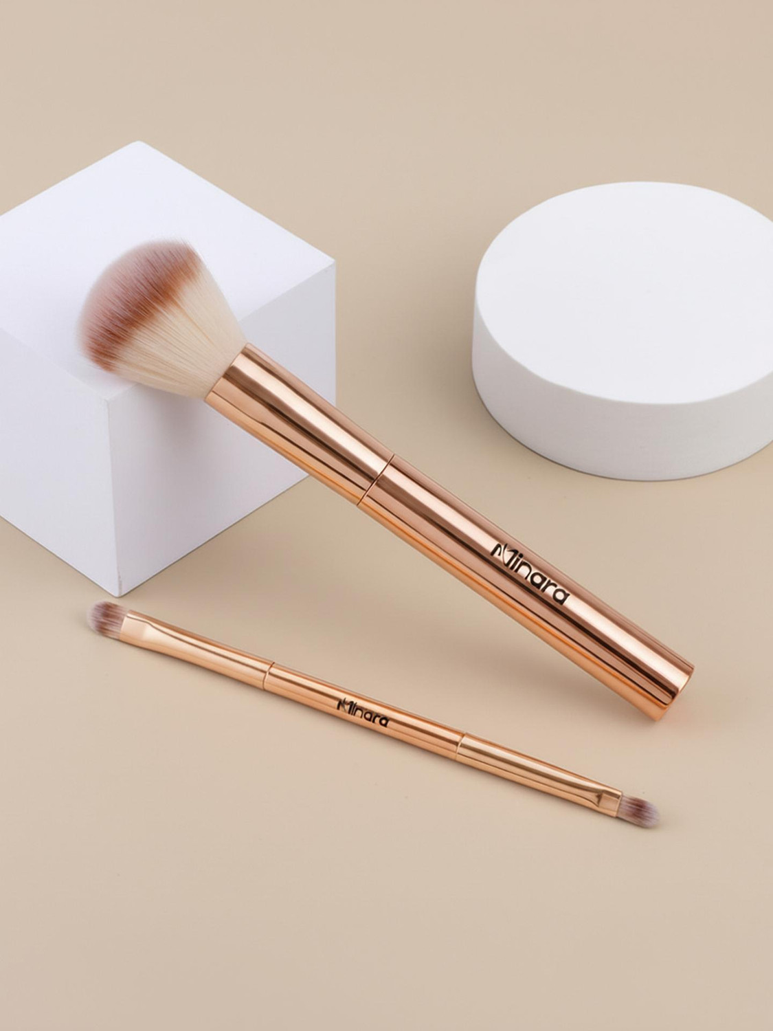 Image of MINARA Luxury Makeup Brush Set Pack of 2-Soft Bristle Face & Eye Brushes