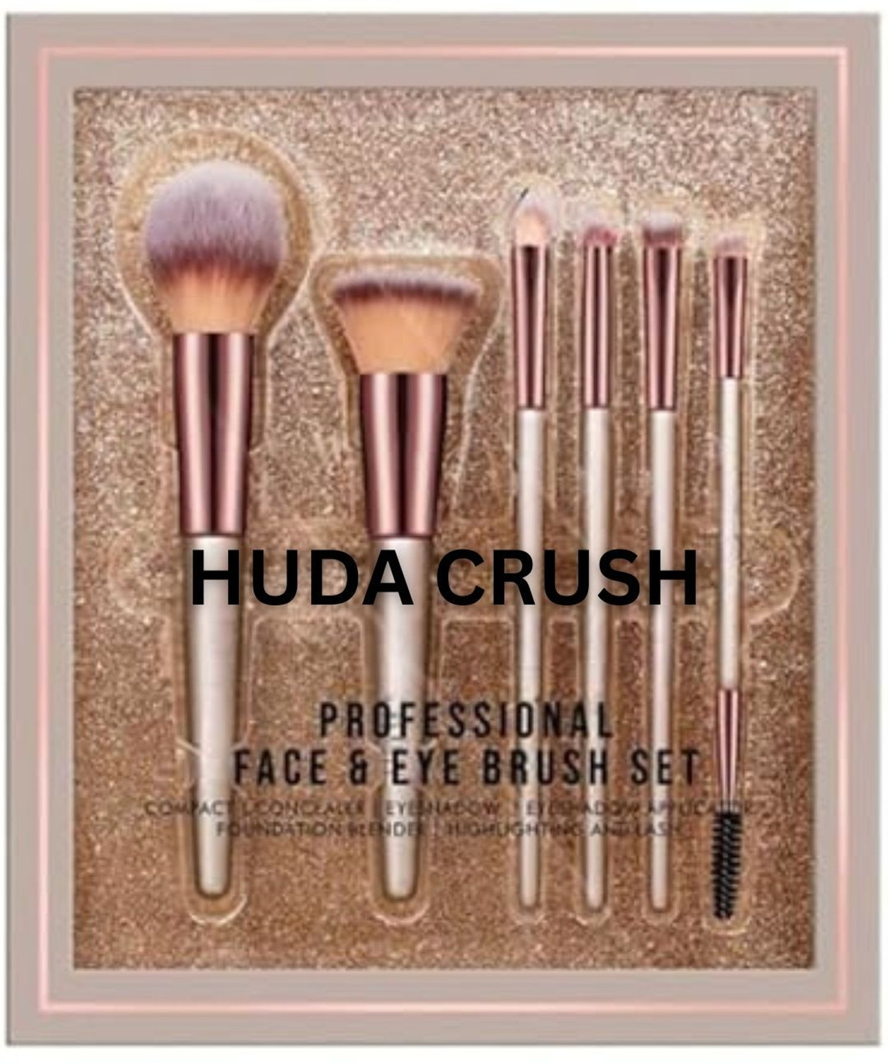 Image of HUDA CRUSH 6 in 1 Brush Set-Synthetic Bristle, Easy Blending, Face & Eye Makeup Brushe Set