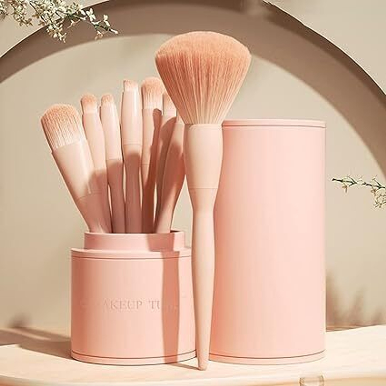 Image of Wolpin Makeup Brush Set PU Storage Box Synthetic Bristle Foundation Face Powder Blush (Pack of 8)