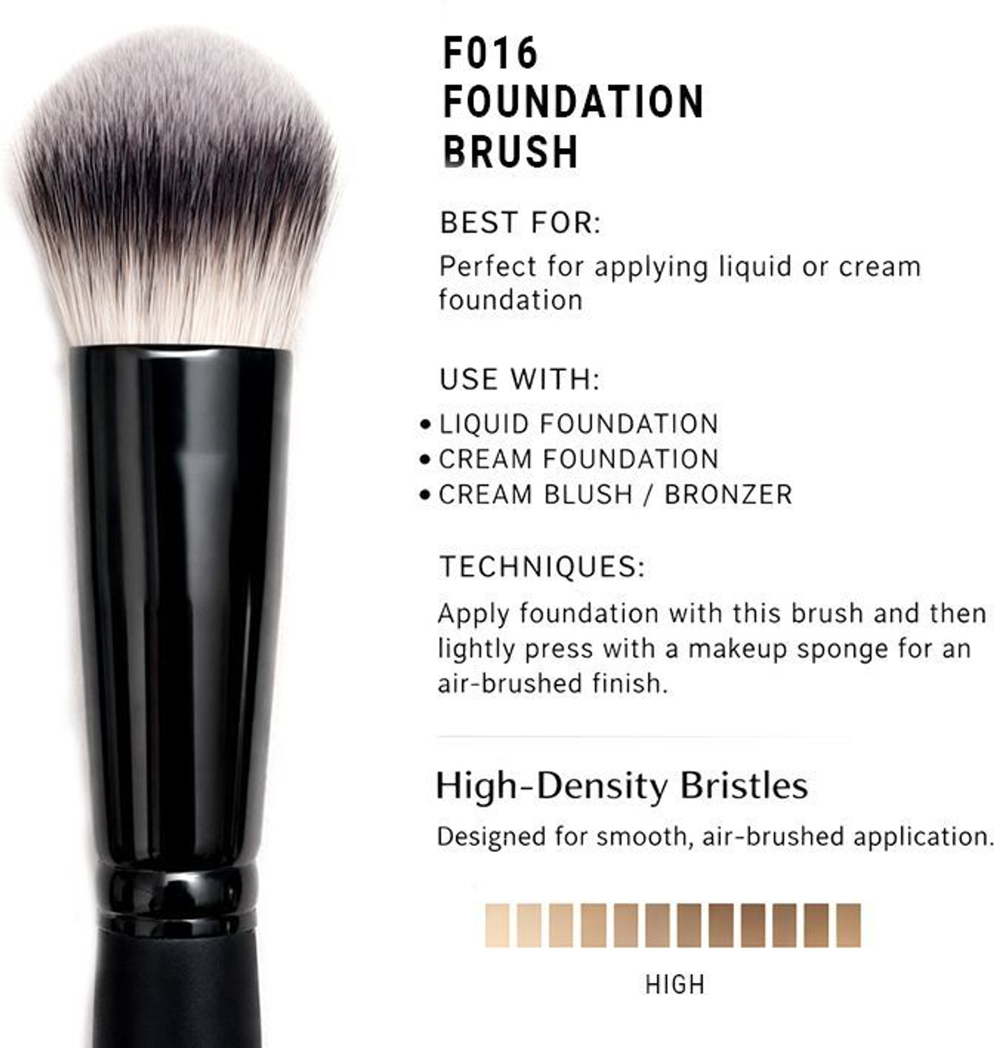 Image of CUFFS N LASHES F016 Foundation Brush - High Performance, Soft Bristles